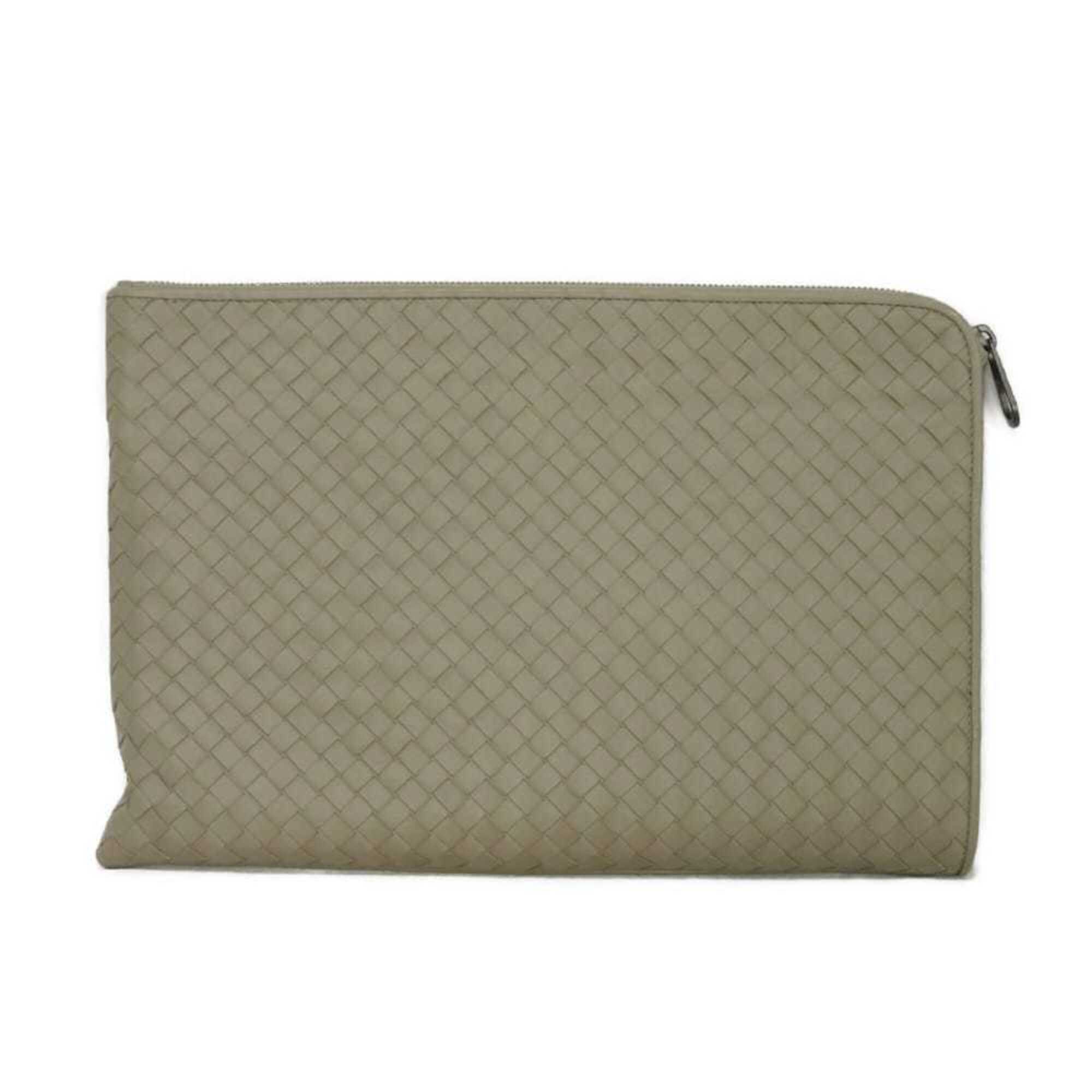 Bottega Veneta Gray Leather Clutch Bag (Pre-Owned)
