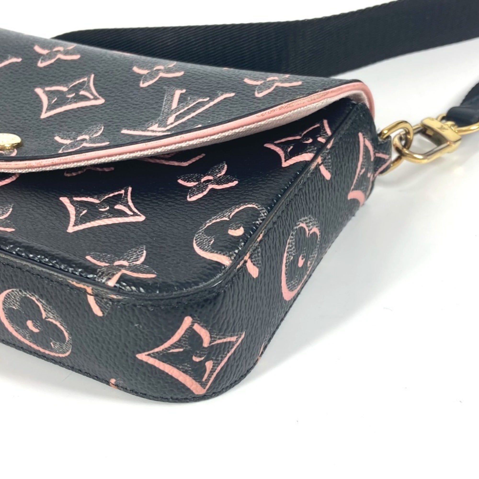 Louis Vuitton Black Pink Coated Canvas Pochette Shoulder Bag (Pre-Owned)