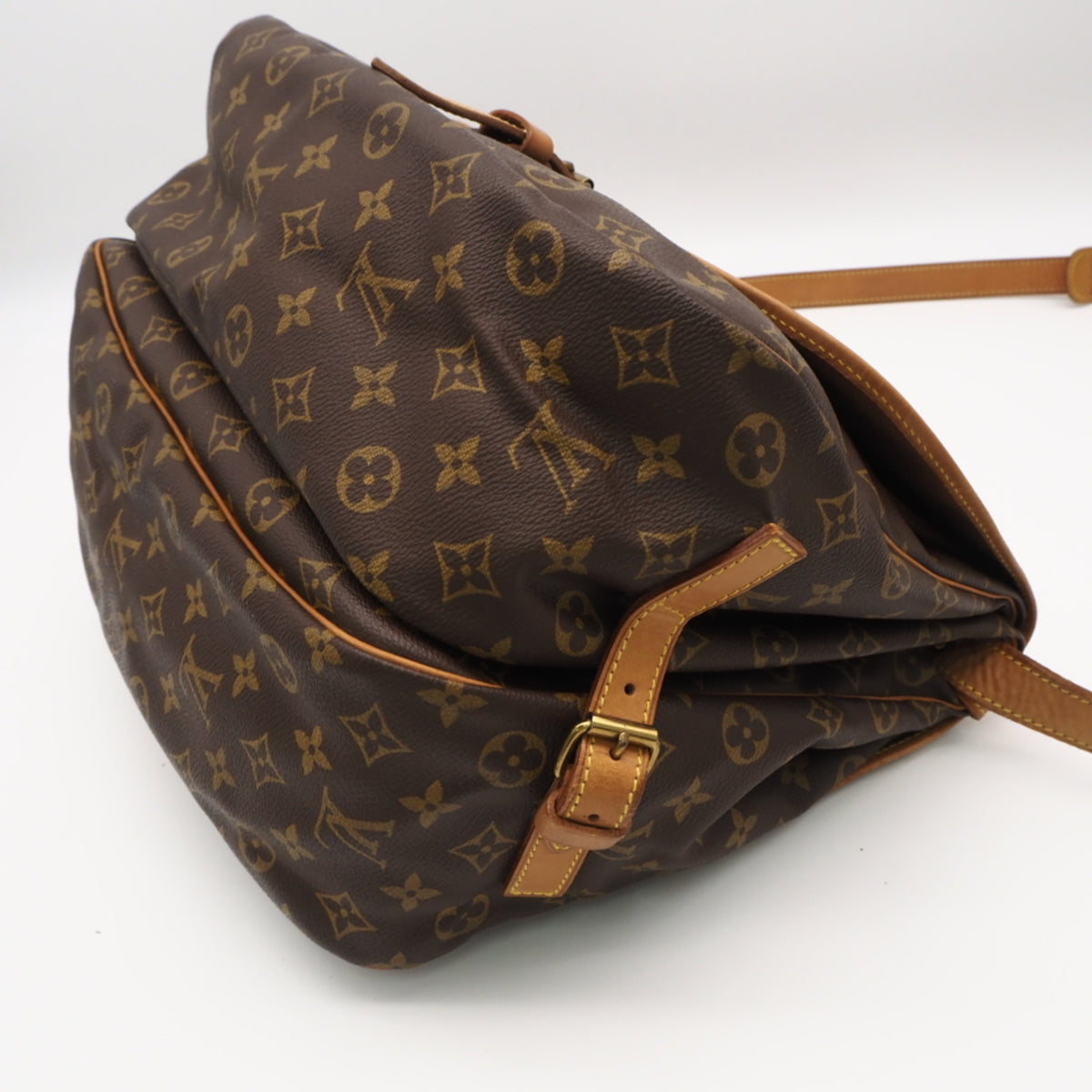 Louis Vuitton Monogram Beige Brown Coated Canvas Leather Shoulder Bag (Pre-Owned)