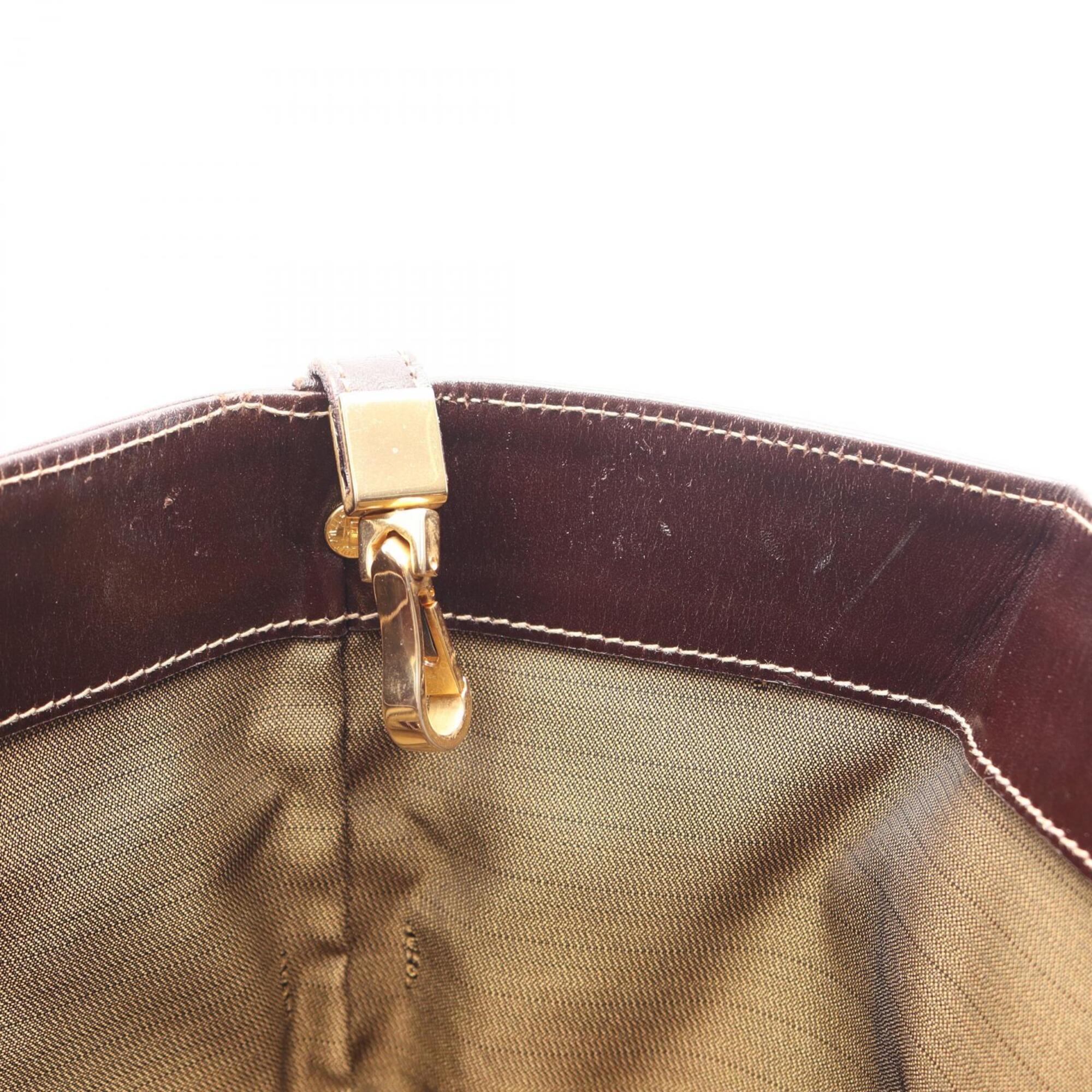 Fendi Black Brown Canvas Leather Handbag Tote Bag (Pre-Owned)