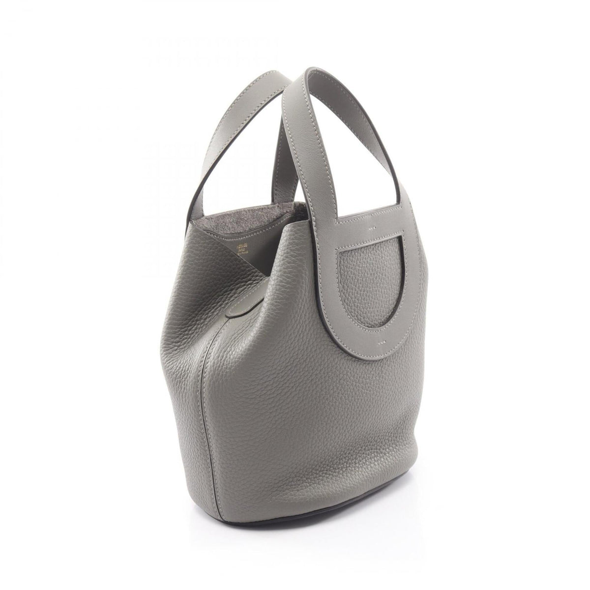Hermes Gray Taurillon Clemence Leather Handbag (Pre-Owned)