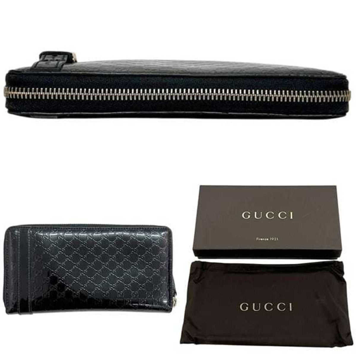 Gucci Black Patent Leather Long Wallet (Bi-Fold) (Pre-Owned)