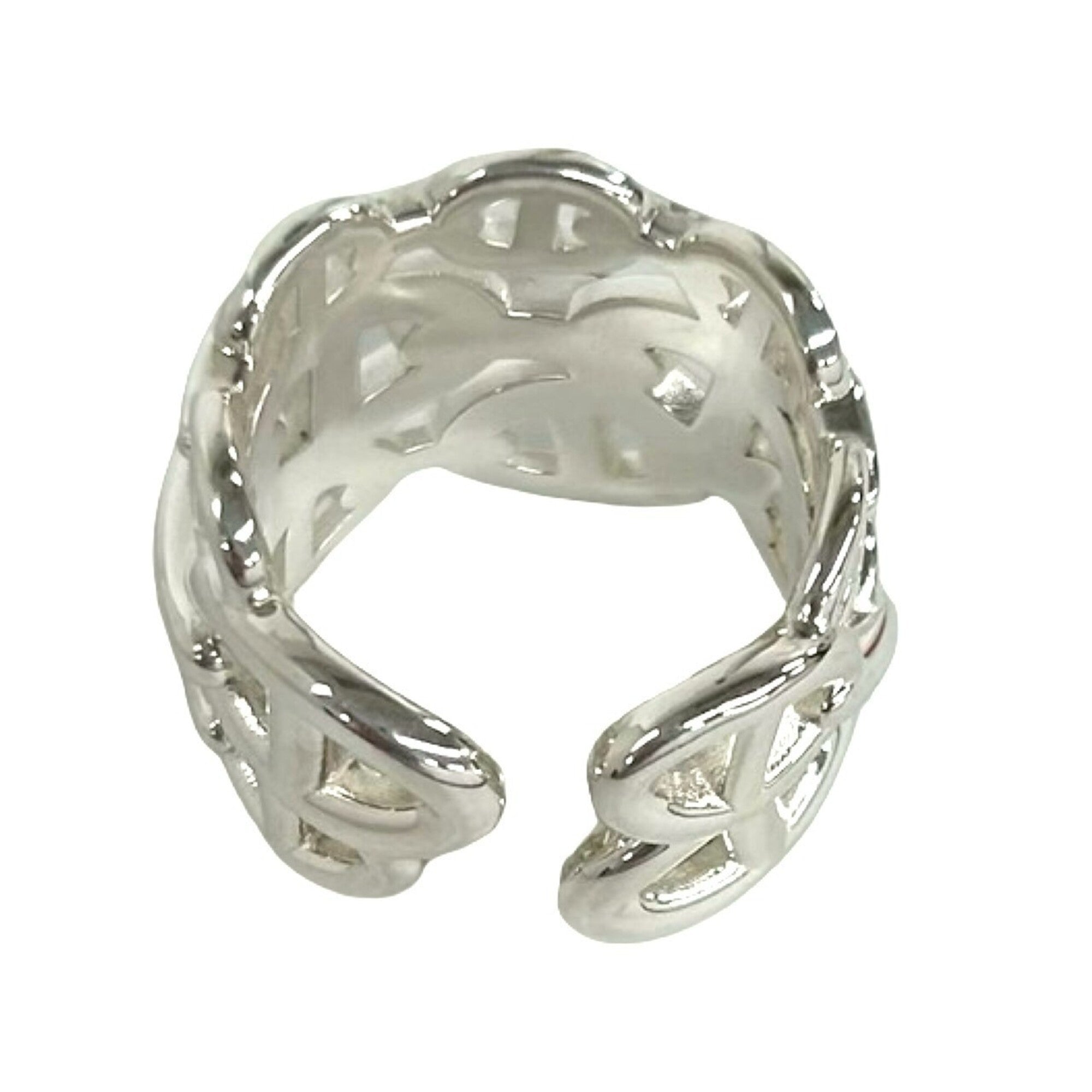 Hermes Silver Silver 925 Band Ring (Pre-Owned)