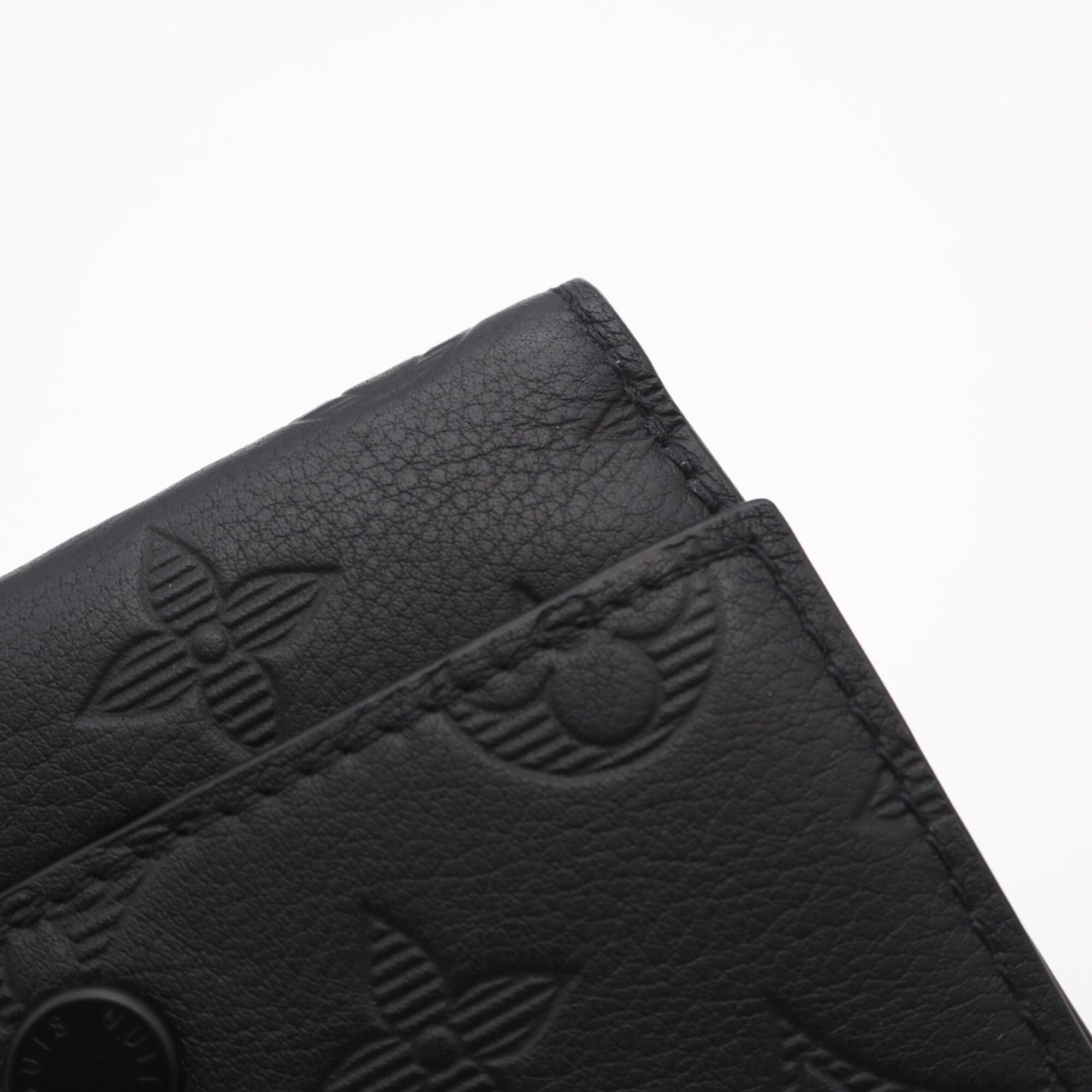 Louis Vuitton Monogram Shadow Black Leather Wallet (Tri-Fold) (Pre-Owned)