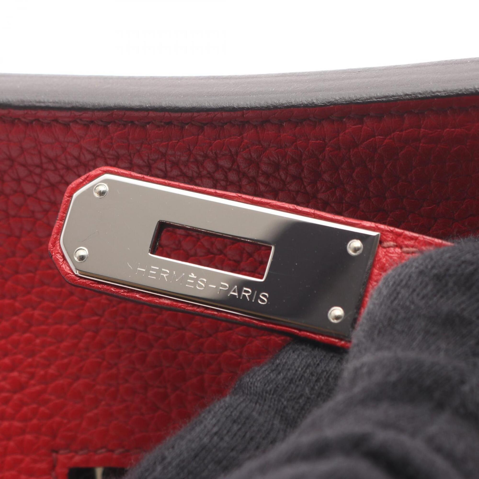 Hermes Bordeaux Red Color Rouge Casaque Taurillon Clemence Leather Leather Handbag Shoulder Bag (Pre-Owned)
