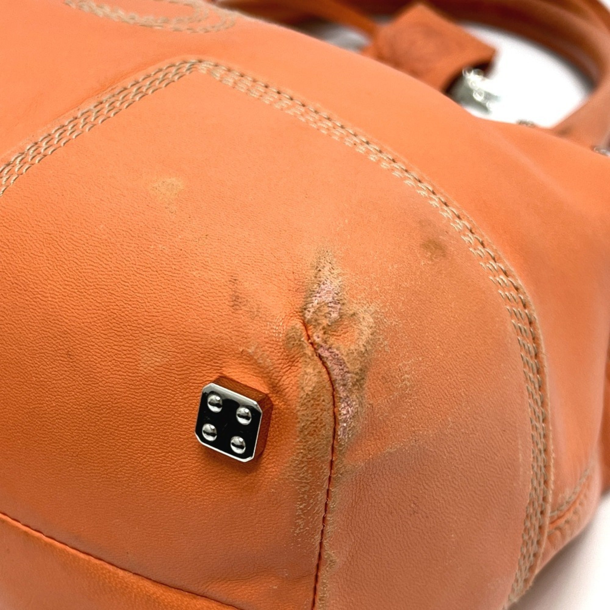 Loewe Amazona Orange Leather Handbag Tote Bag (Pre-Owned)