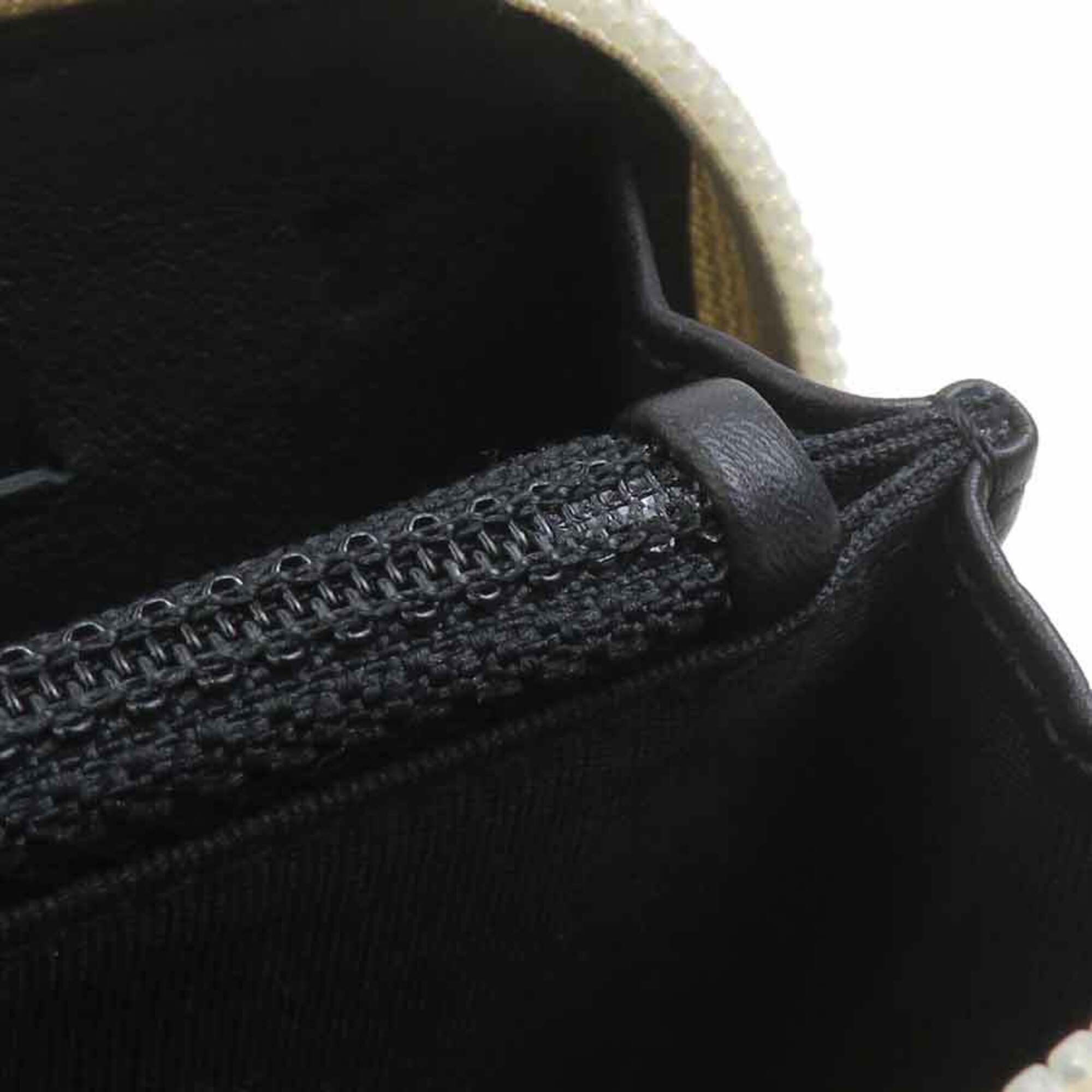 Chanel Gold Black Leather Long Wallet (Bi-Fold) (Pre-Owned)