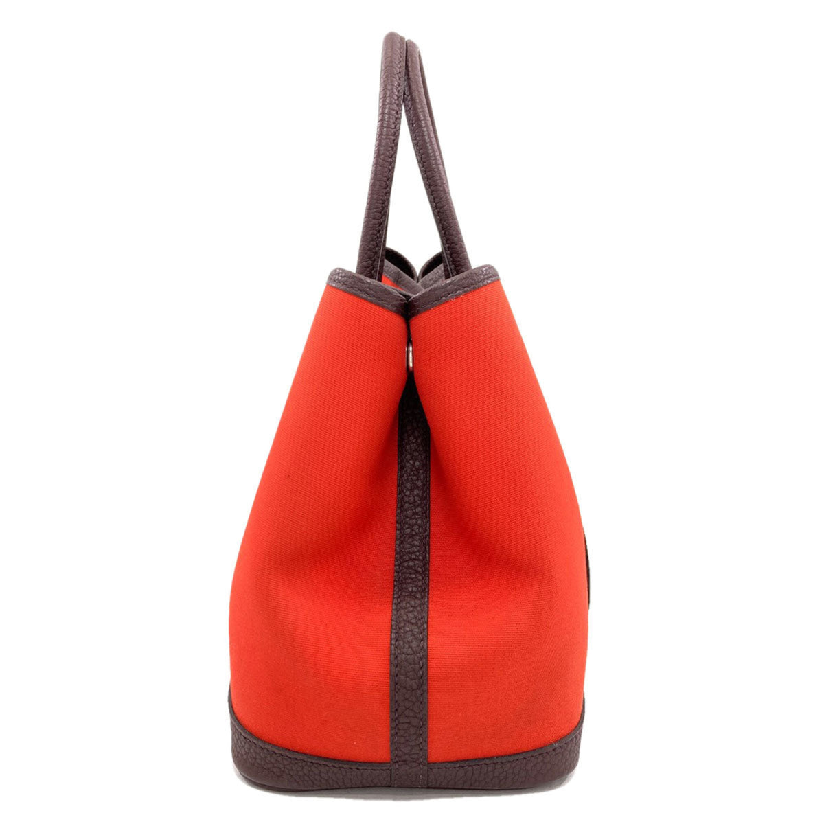 Hermes Garden Red Color Toile Officier Handbag (Pre-Owned)