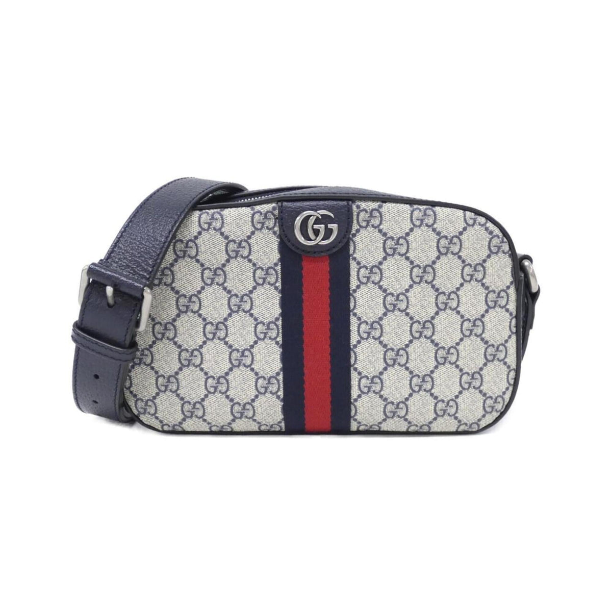 Gucci Beige Blue Gg Supreme Canvas Shoulder Bag (Pre-Owned)