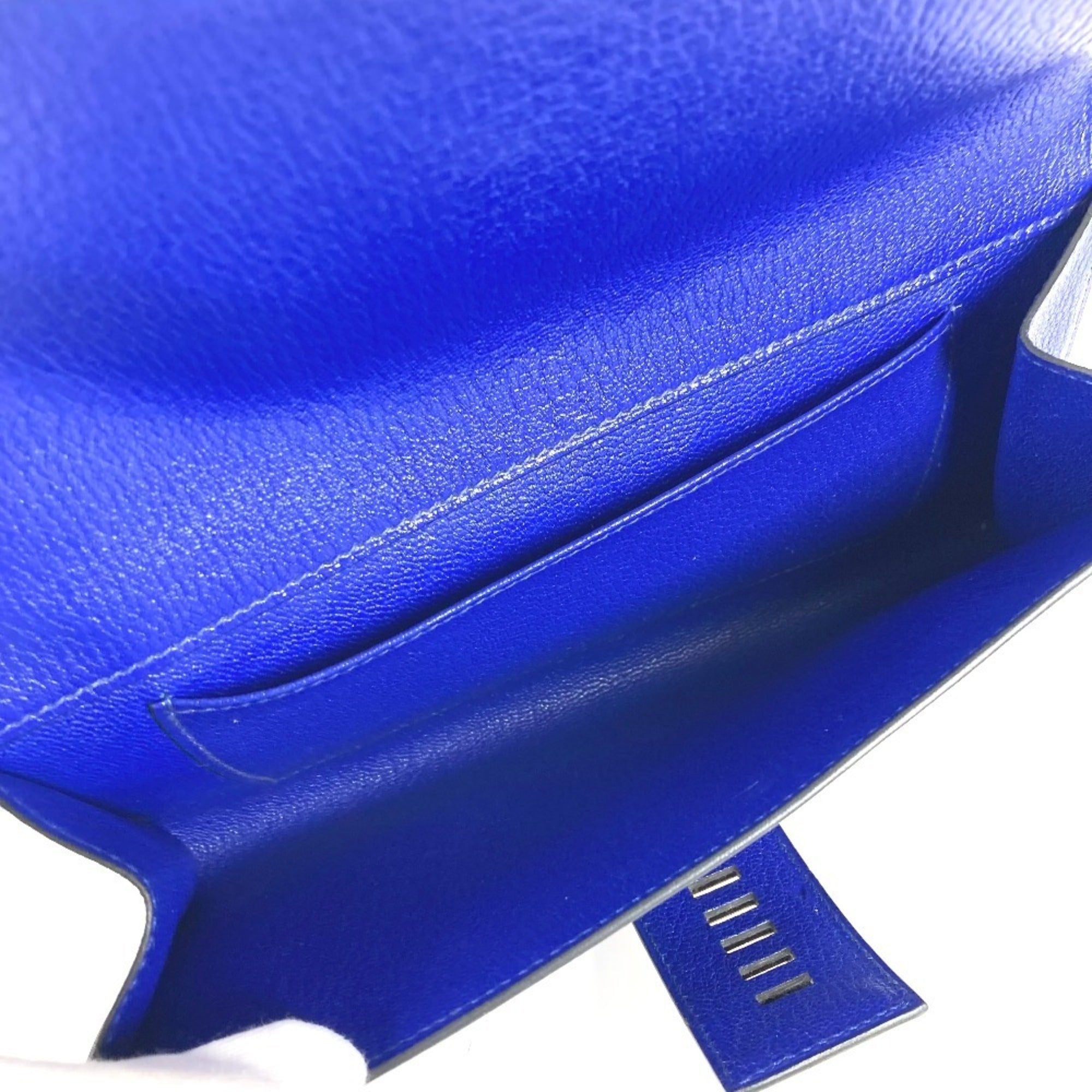 Hermes Blue Leather Clutch Bag Handbag Pouch (Pre-Owned)