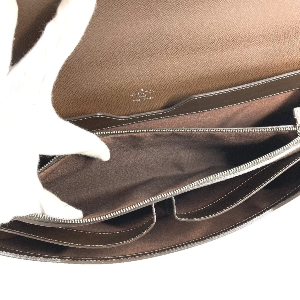 Louis Vuitton Brown Galle Grizzly Taiga Leather Briefcase Handbag Tote Bag (Pre-Owned)