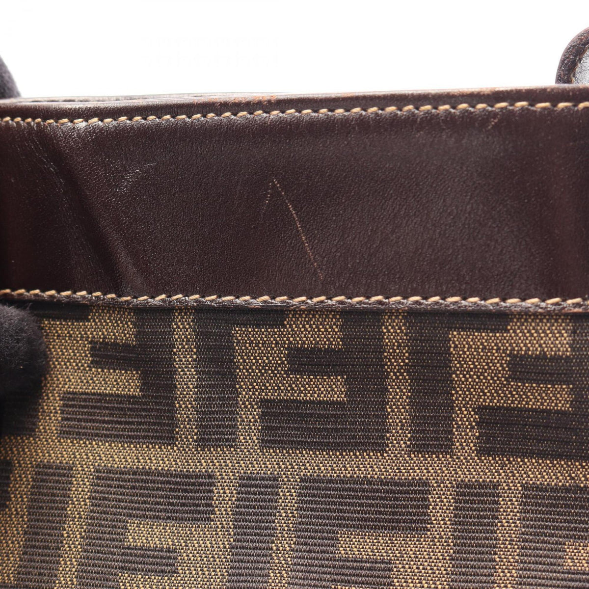 Fendi Black Brown Canvas Leather Handbag Tote Bag (Pre-Owned)