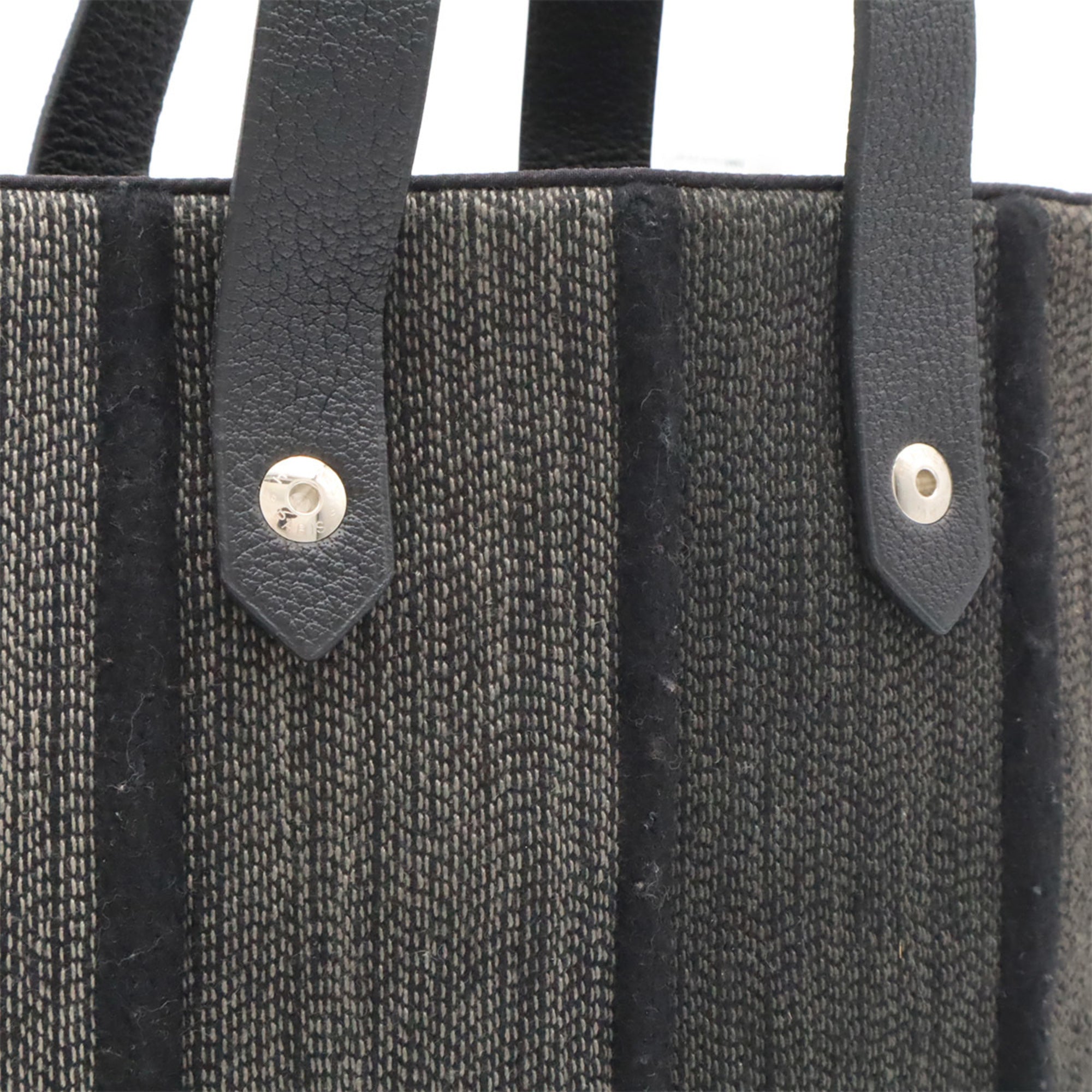 Hermes Black Gray Wool Handbag Tote Bag (Pre-Owned)