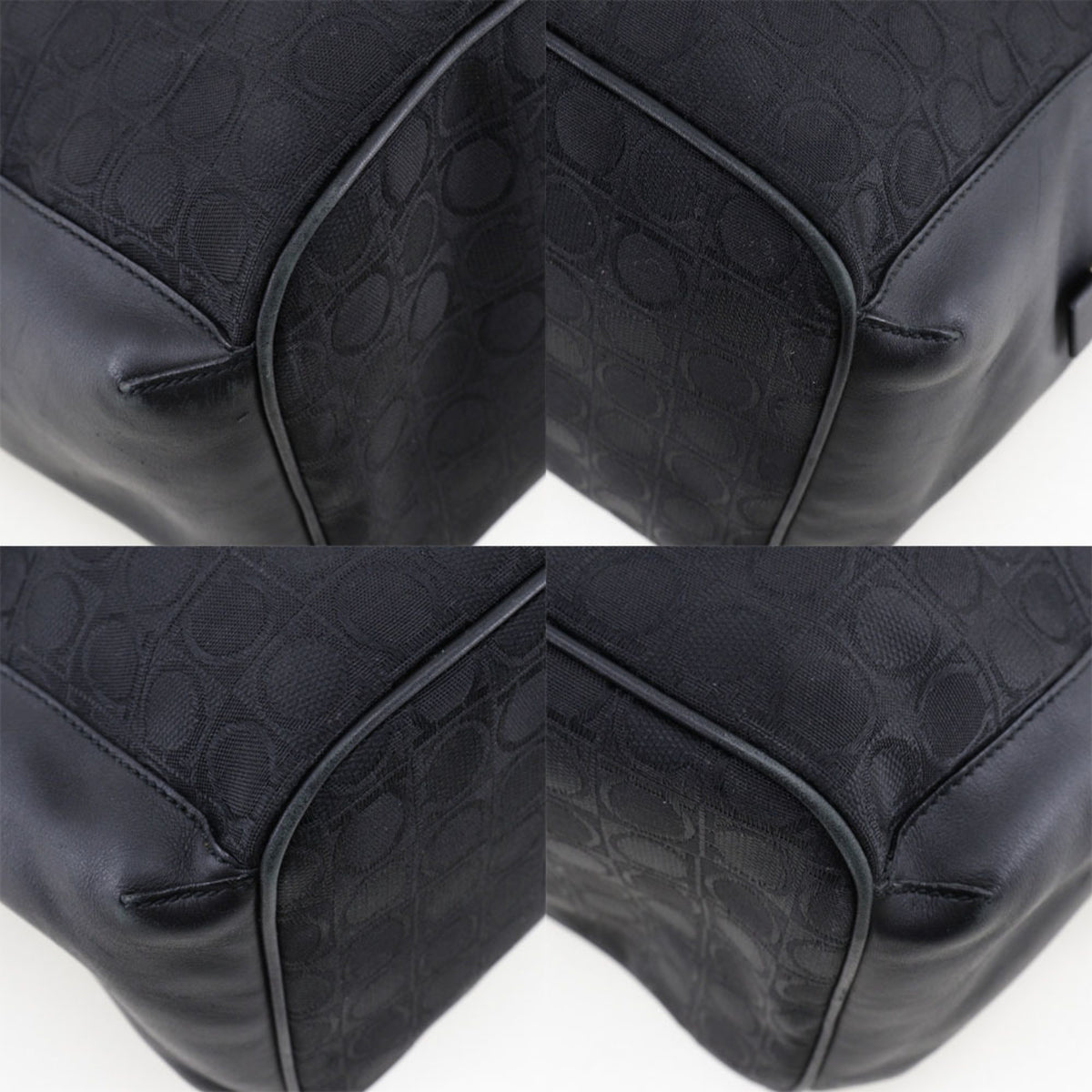 Salvatore Ferragamo Gancini Black Canvas Shoulder Bag (Pre-Owned)