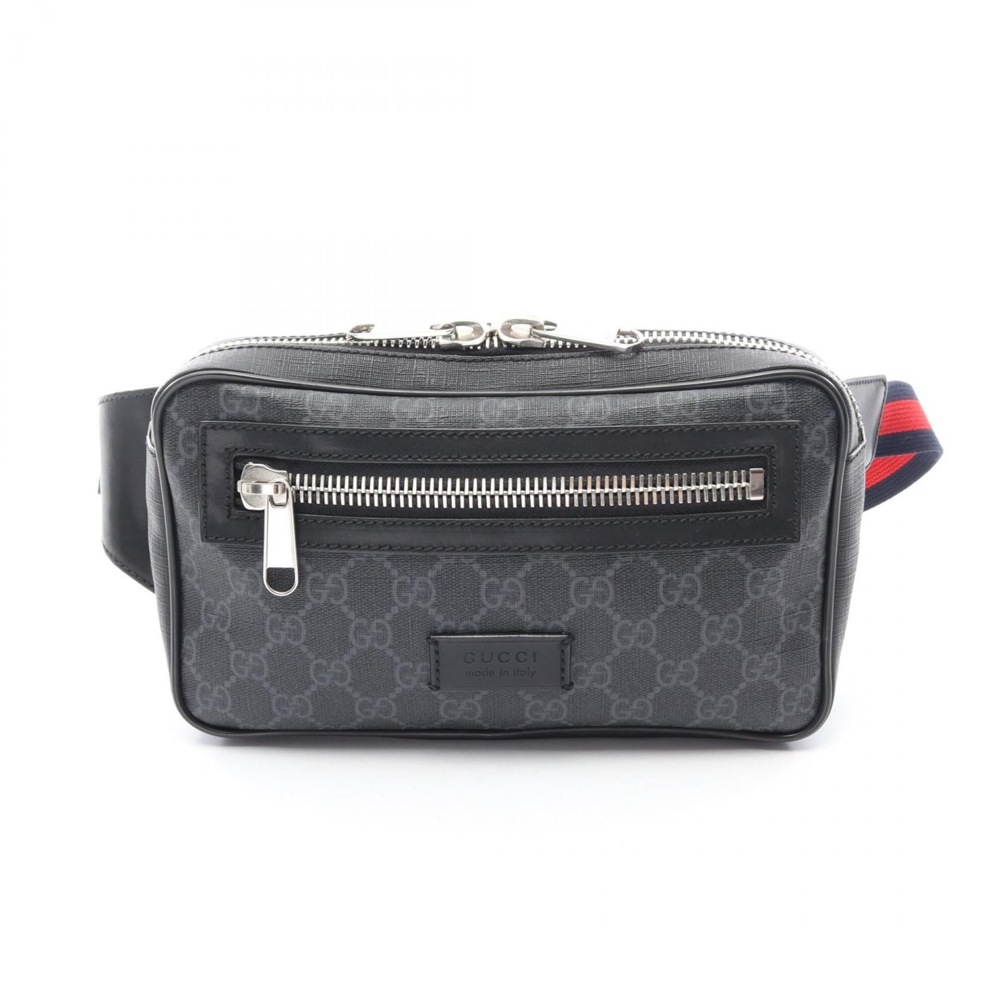 Gucci Black Gray Pvc Coated Canvas Leather Fanny Pack (Pre-Owned)