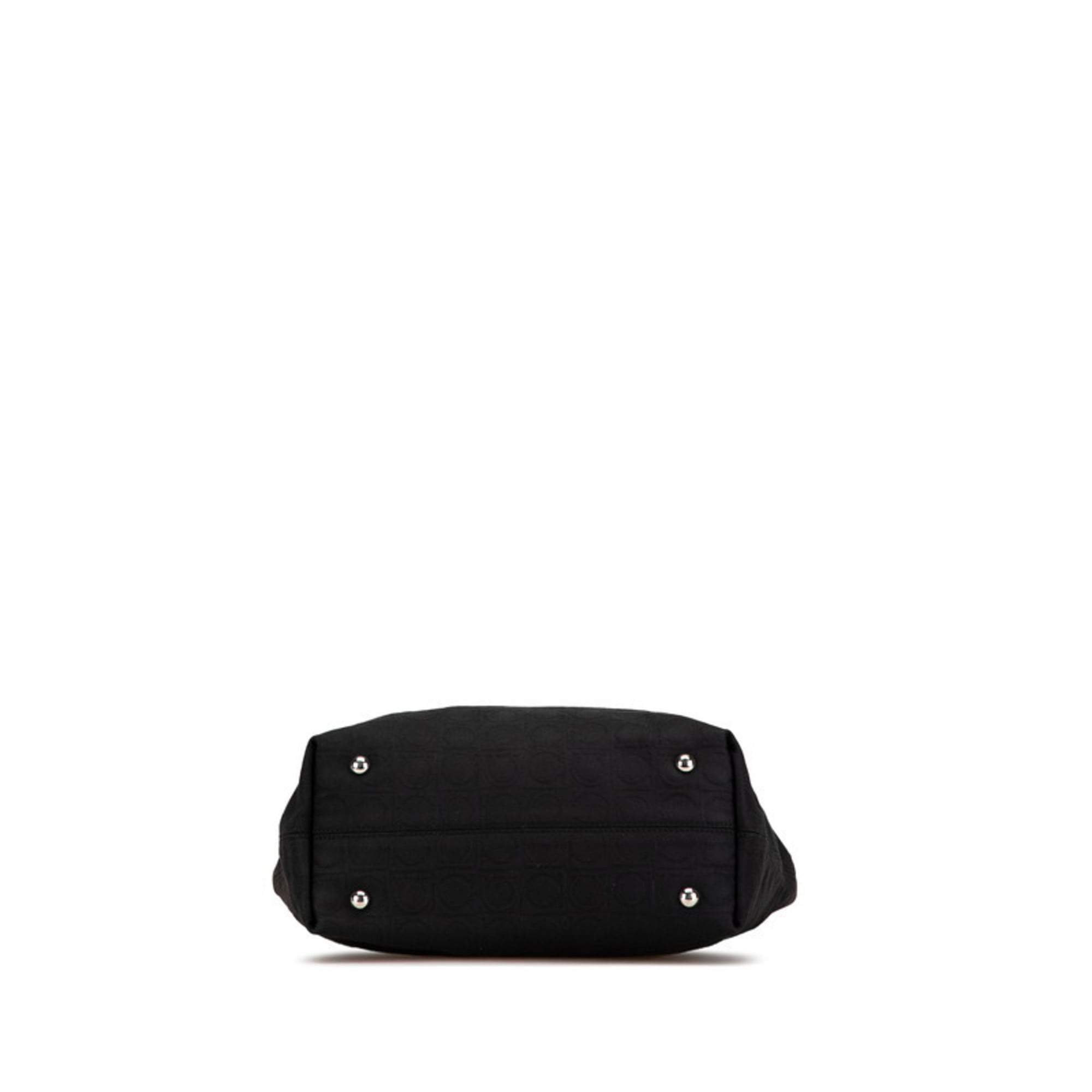 Salvatore Ferragamo Black Canvas Leather Tote Bag (Pre-Owned)