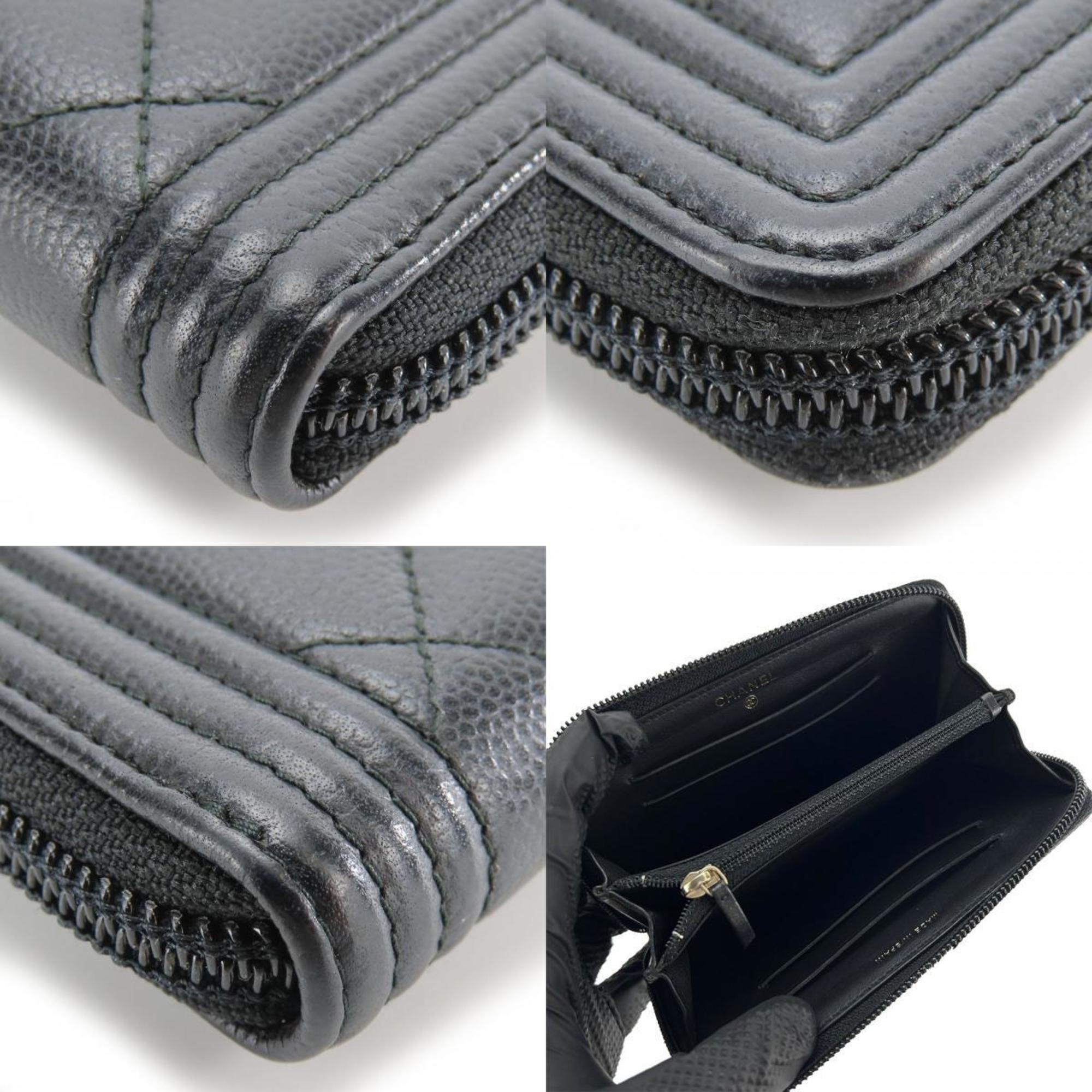 Chanel Black Grained Calfskin Coin Purse/Coin Case (Pre-Owned)