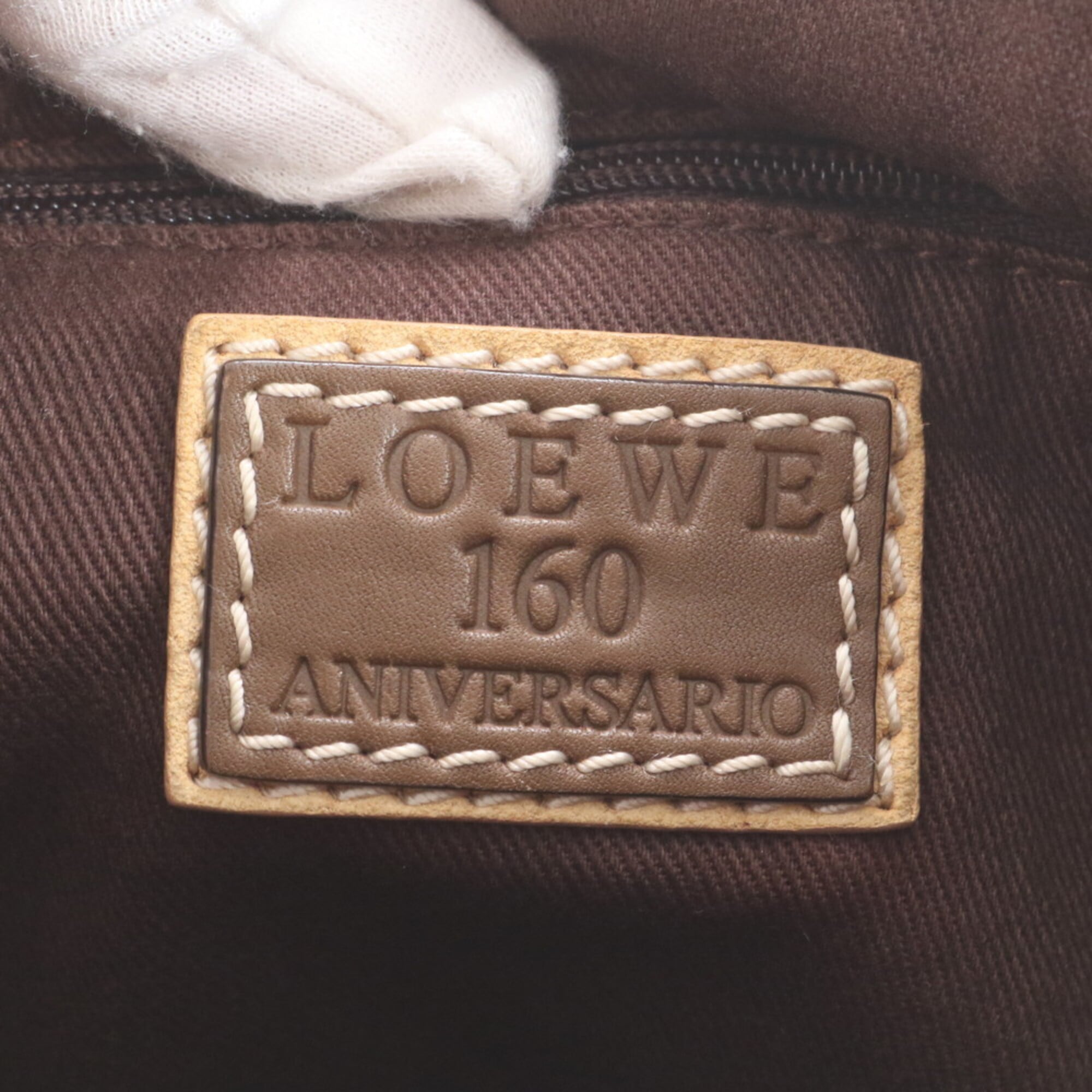 Loewe Beige Brown Leather Canvas Shoulder Bag (Pre-Owned)