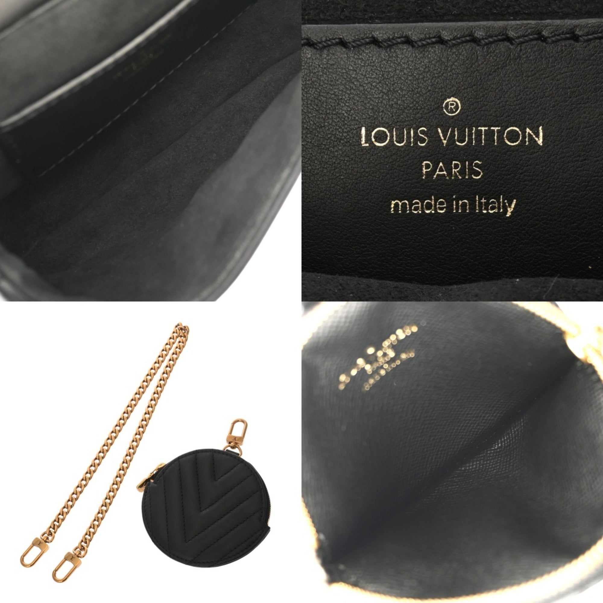 Louis Vuitton Noir Leather Pochette Shoulder Bag (Pre-Owned)