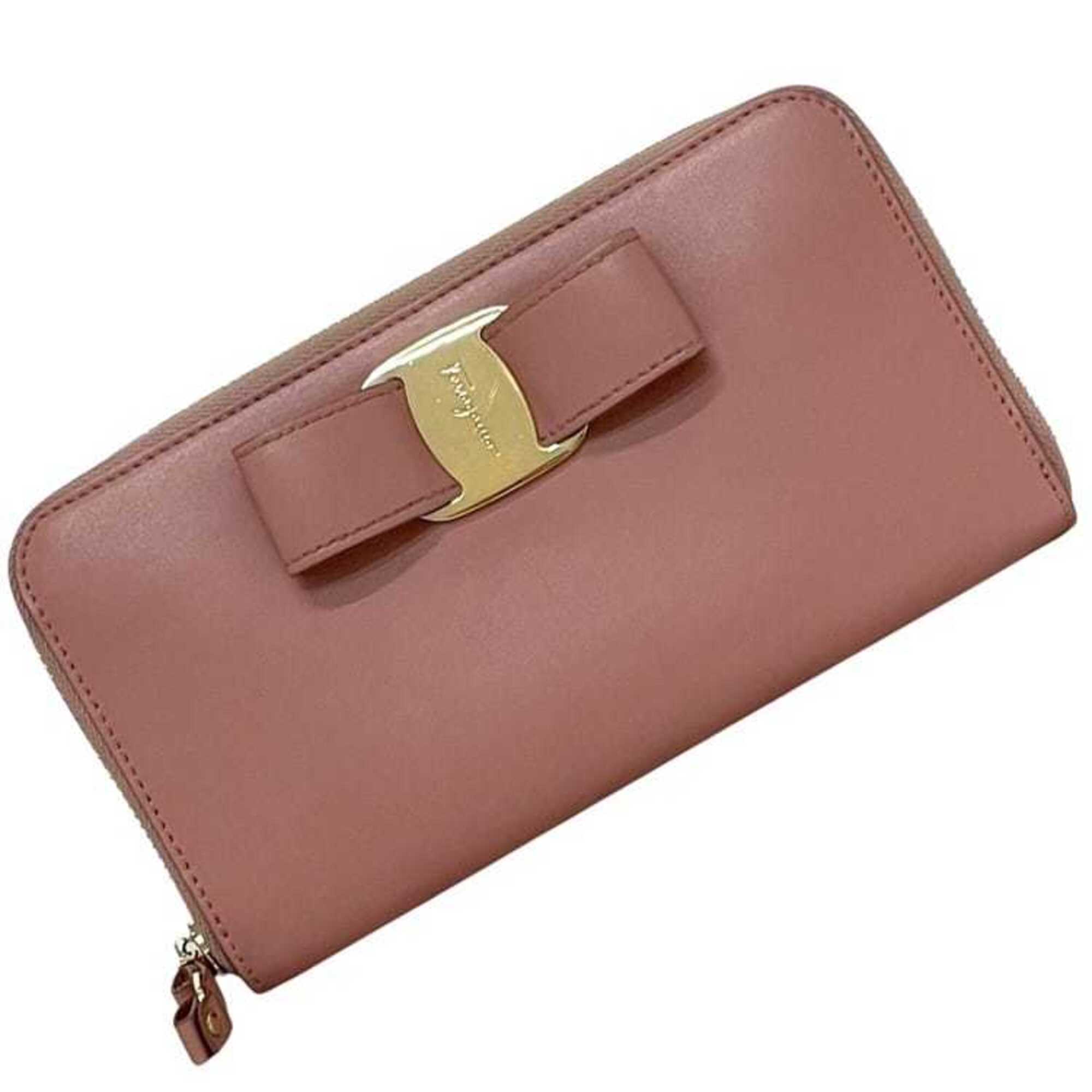 Salvatore Ferragamo Pink Leather Long Wallet (Bi-Fold) (Pre-Owned)