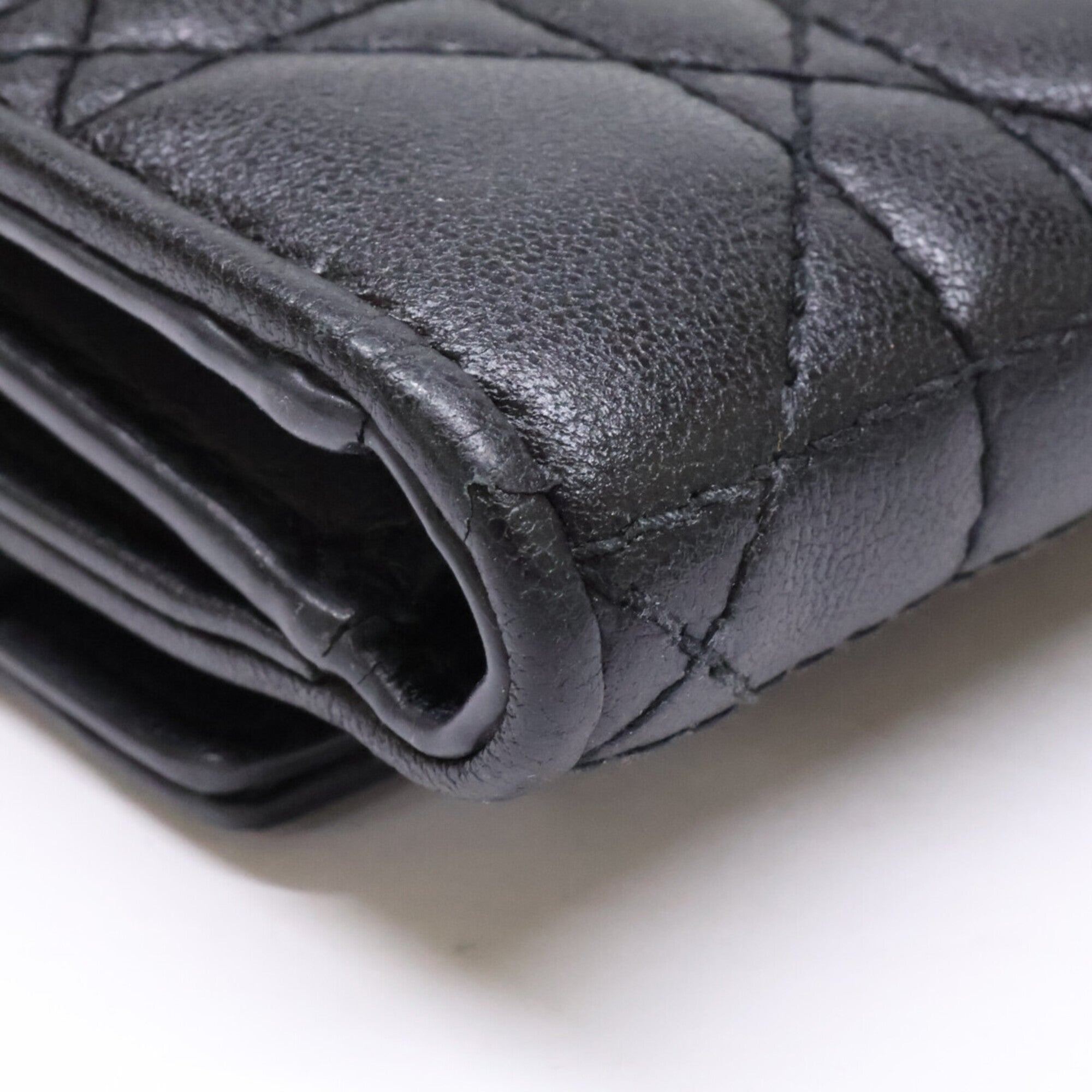 Christian Dior Black Leather Wallet (Tri-Fold) (Pre-Owned)