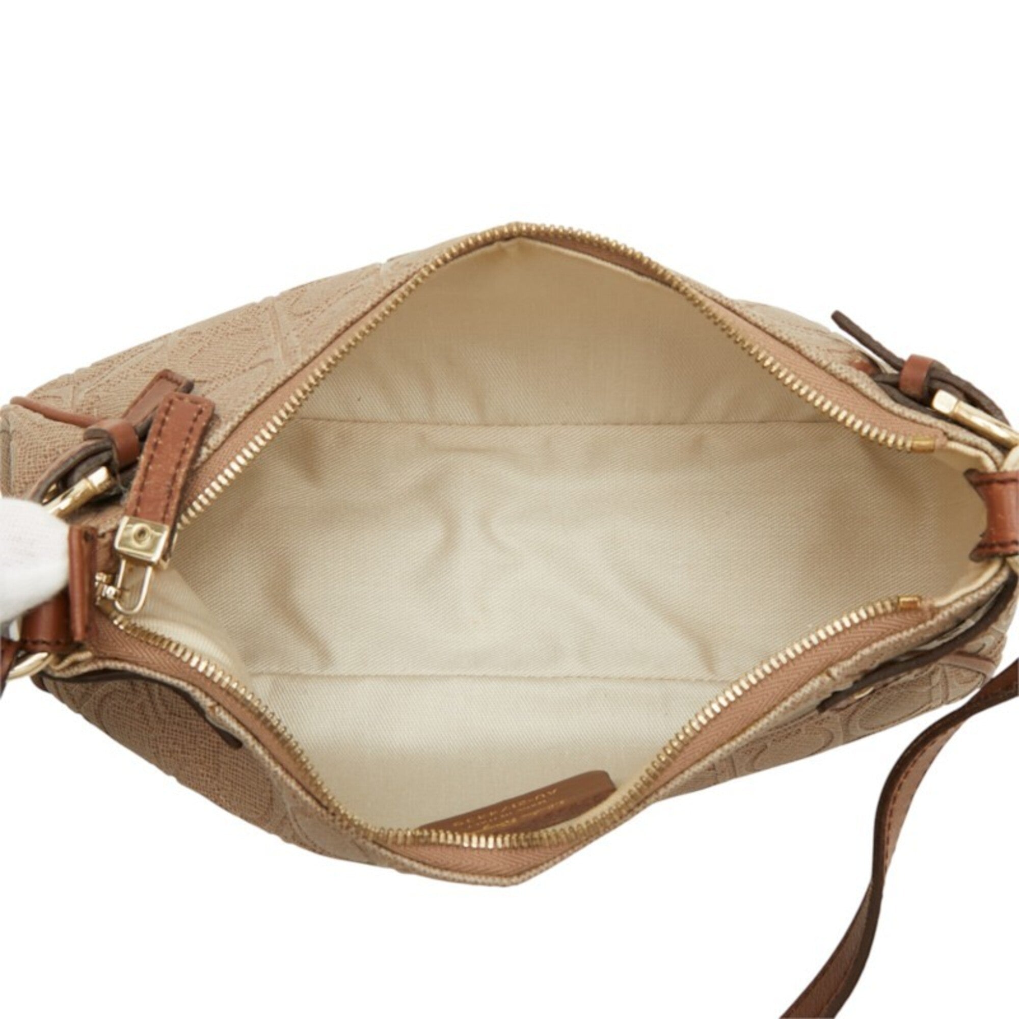 Salvatore Ferragamo Beige Brown Pvc Leather Handbag Shoulder Bag (Pre-Owned)