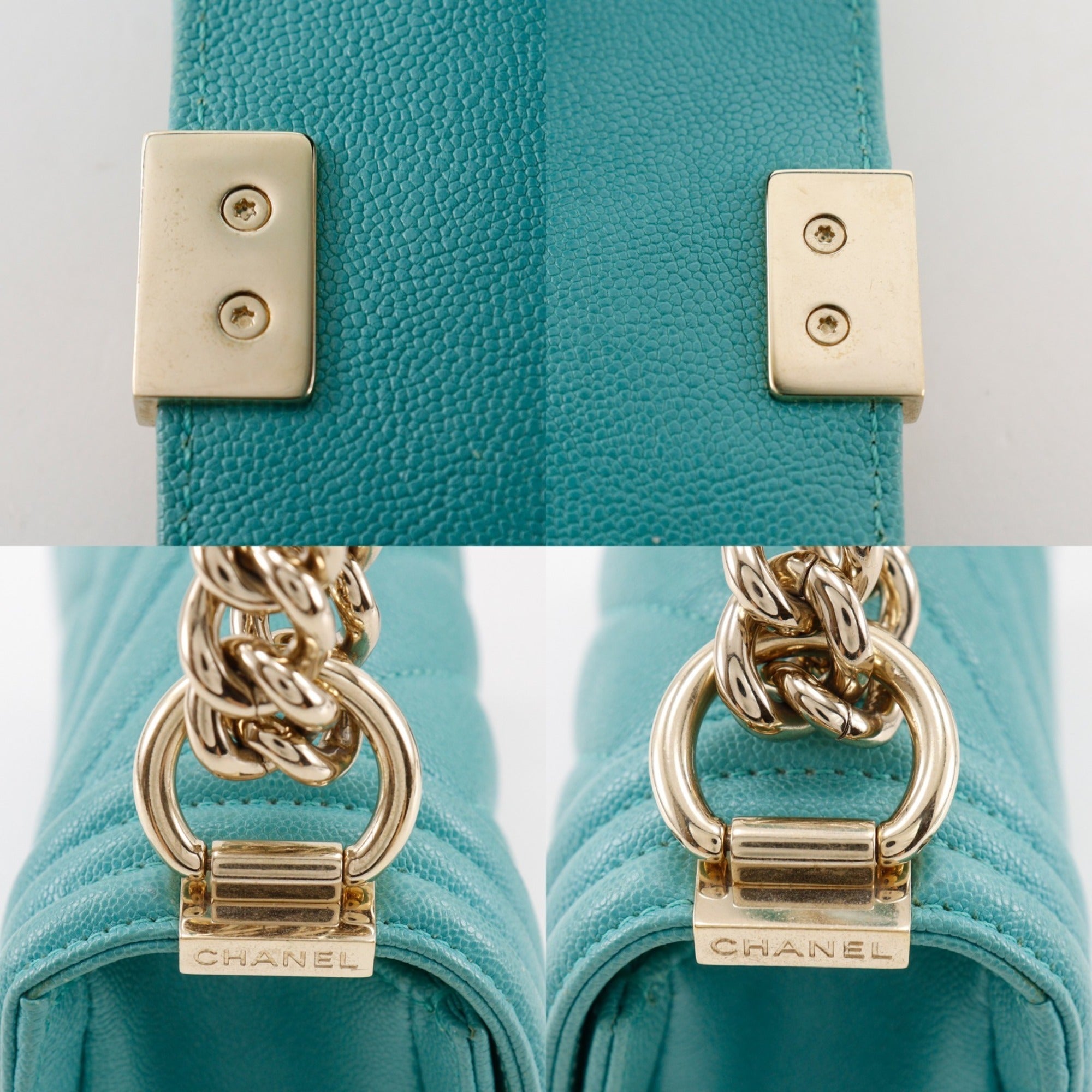 Chanel Boy Chanel Green Grained Calfskin Shoulder Bag (Pre-Owned)
