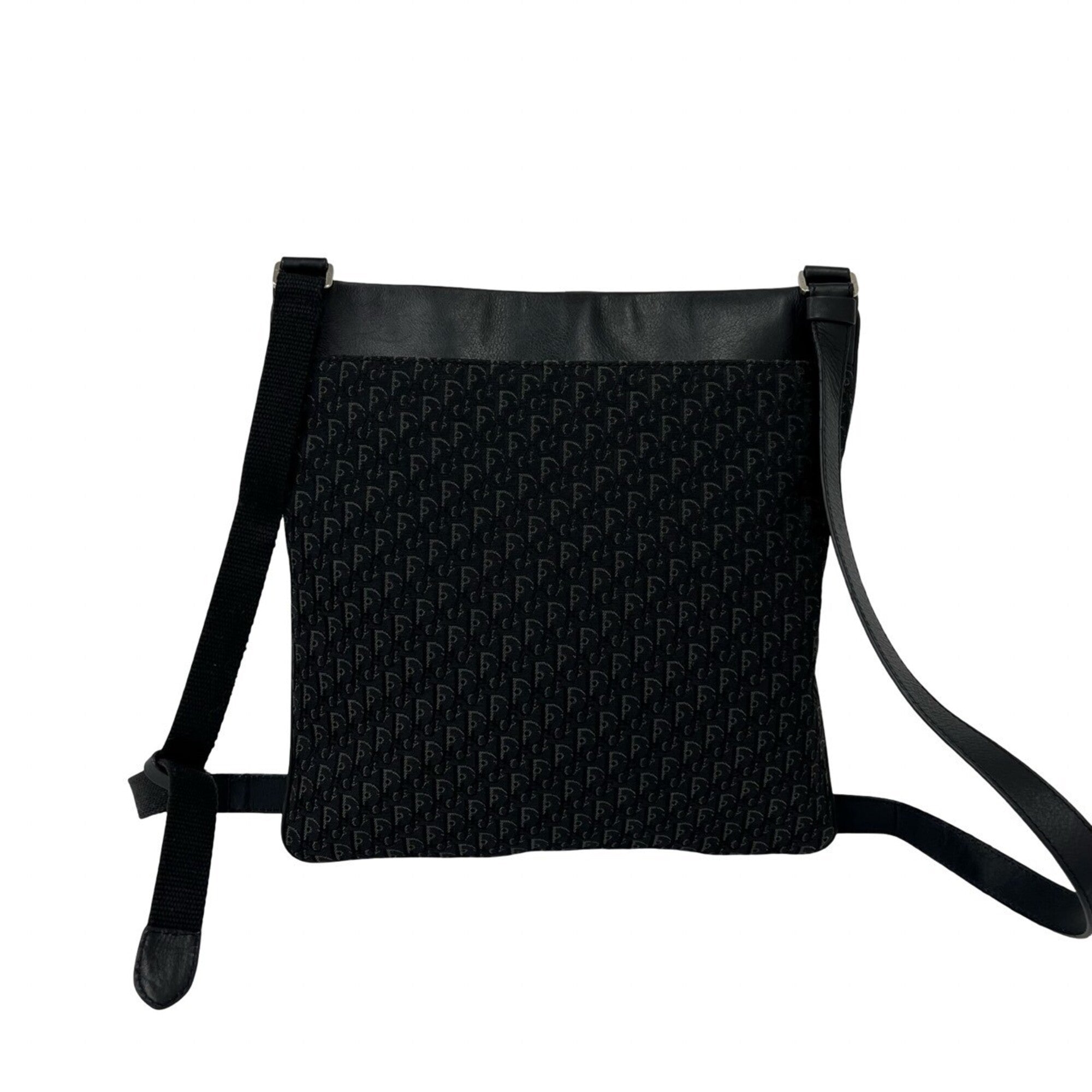 Christian Dior Black Leather Canvas Shoulder Bag (Pre-Owned)