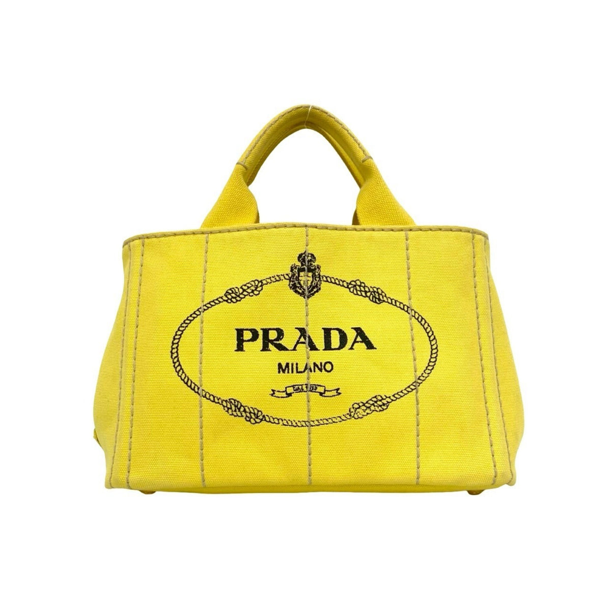 Prada Yellow Canvas Handbag Shoulder Bag Tote Bag (Pre-Owned)