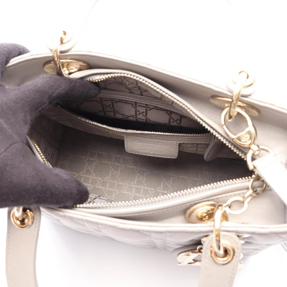 Christian Dior Gray Leather Handbag (Pre-Owned)