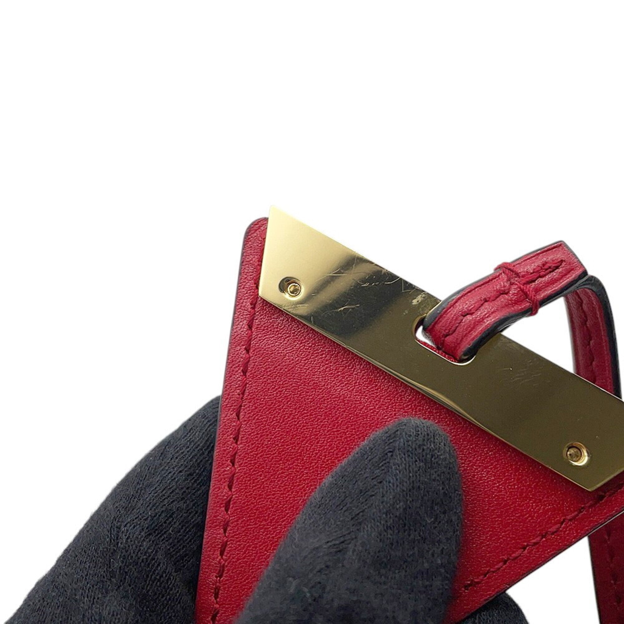 Loewe Red Color Leather Handbag Shoulder Bag (Pre-Owned)