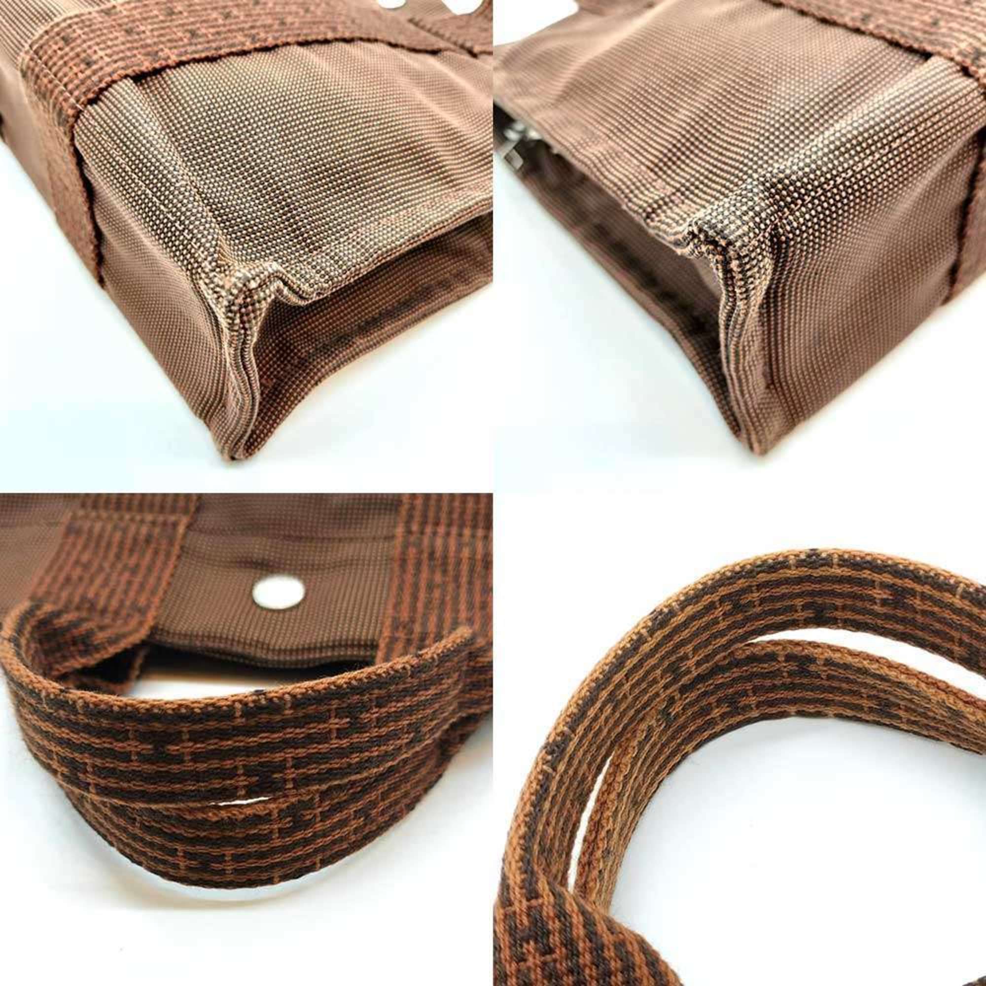 Hermes Her Line Brown Canvas Handbag Tote Bag (Pre-Owned)