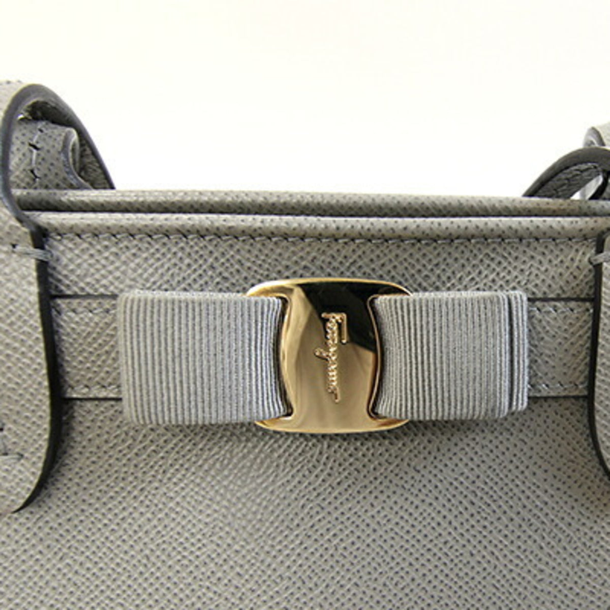 Salvatore Ferragamo Gray Leather Pouch Tote Bag (Pre-Owned)