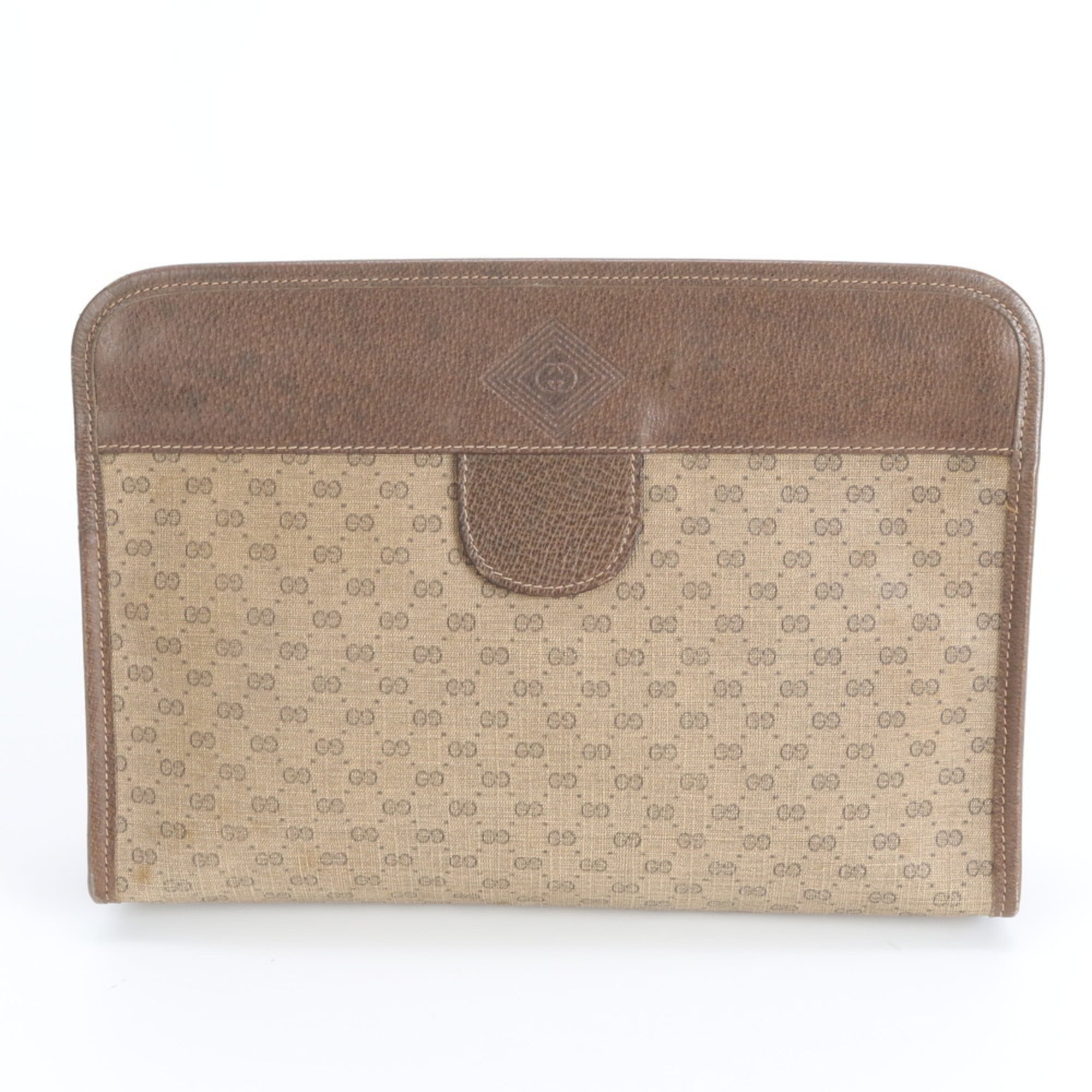 Gucci Brown Micro Gg Leather Coated Canvas Leather Pouch (Pre-Owned)