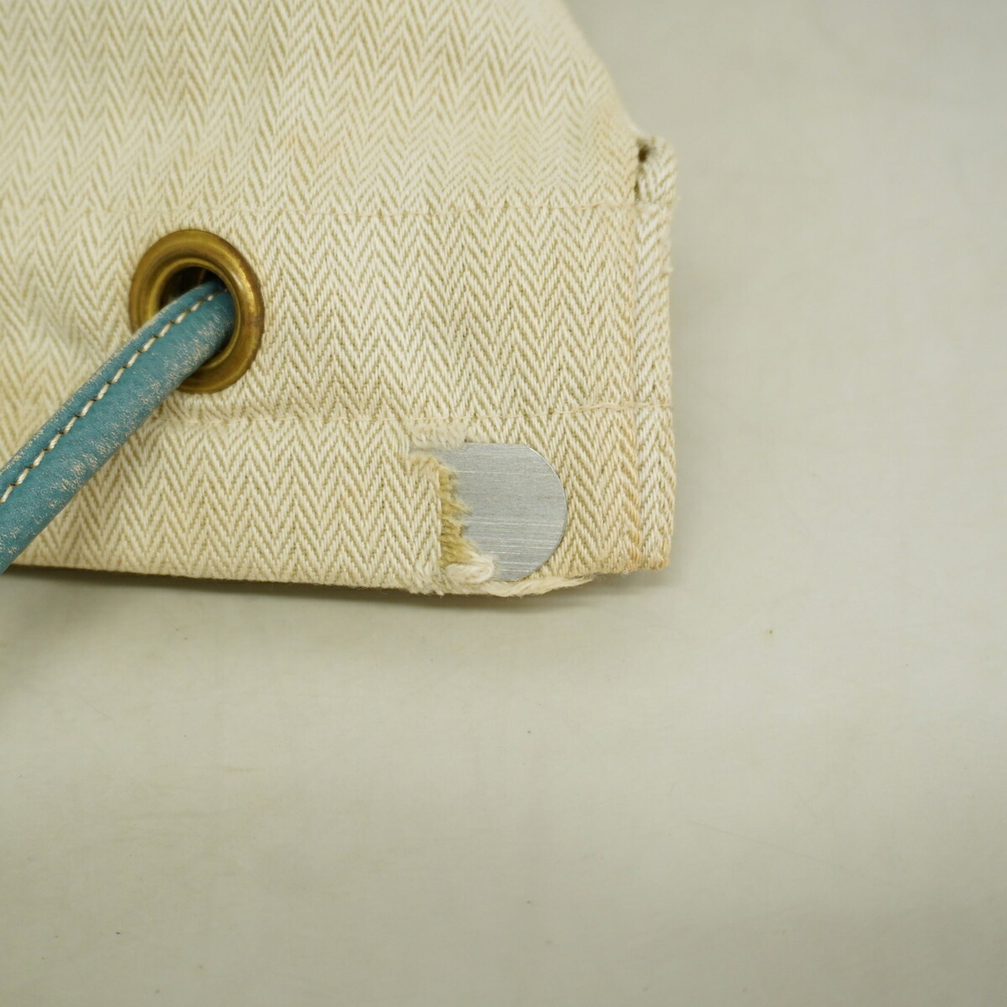 Hermes Blue Toile Chevron Shoulder Bag (Pre-Owned)