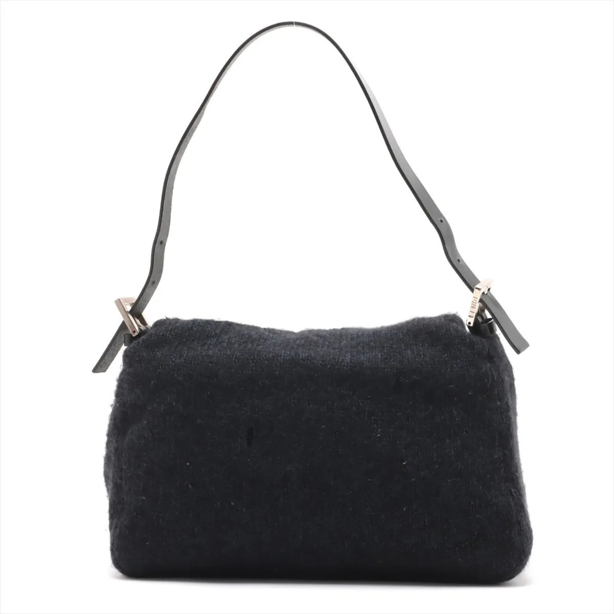 Fendi Black Navy Leather Handbag Shoulder Bag Tote Bag (Pre-Owned)