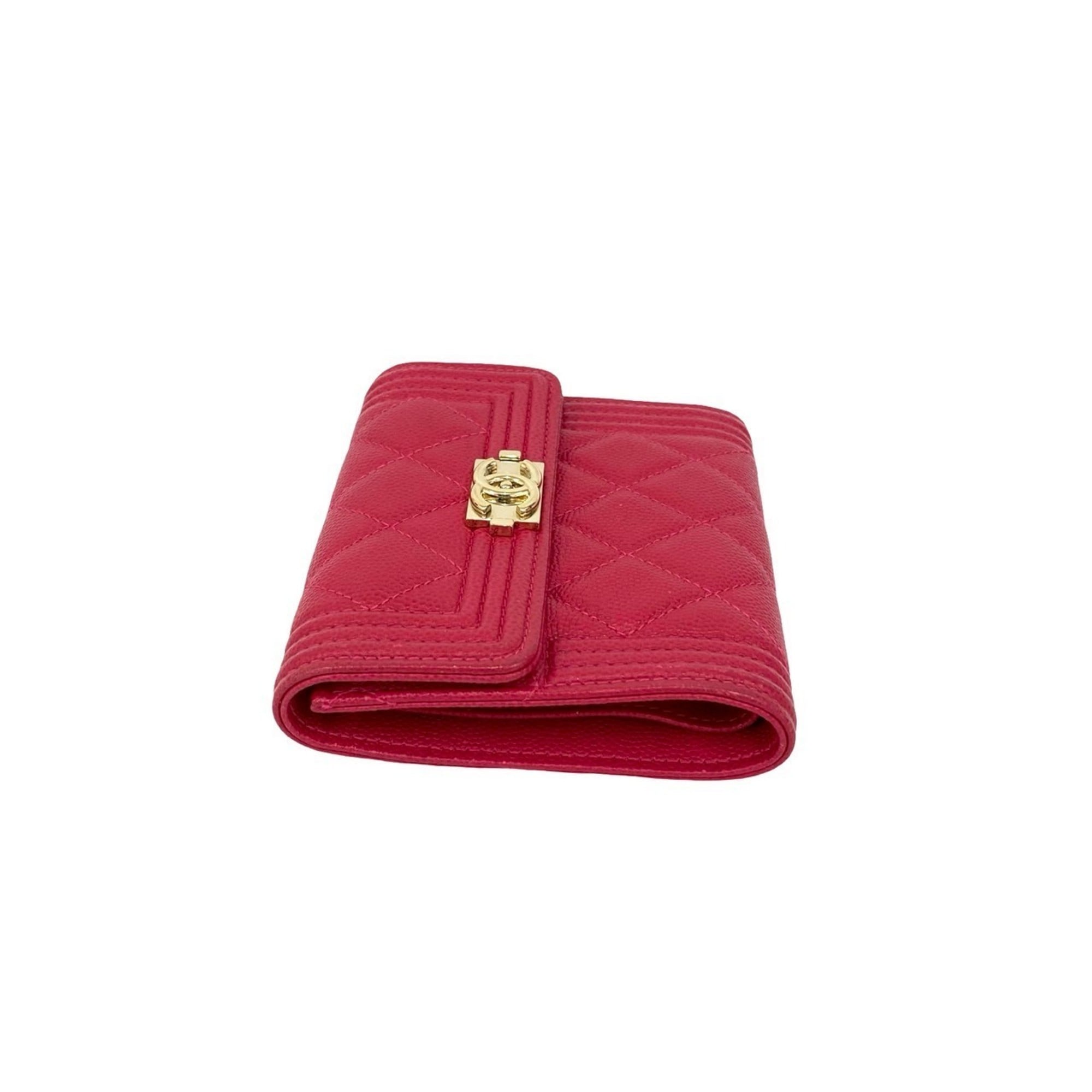 Chanel Pink Grained Calfskin Wallet (Tri-Fold) (Pre-Owned)