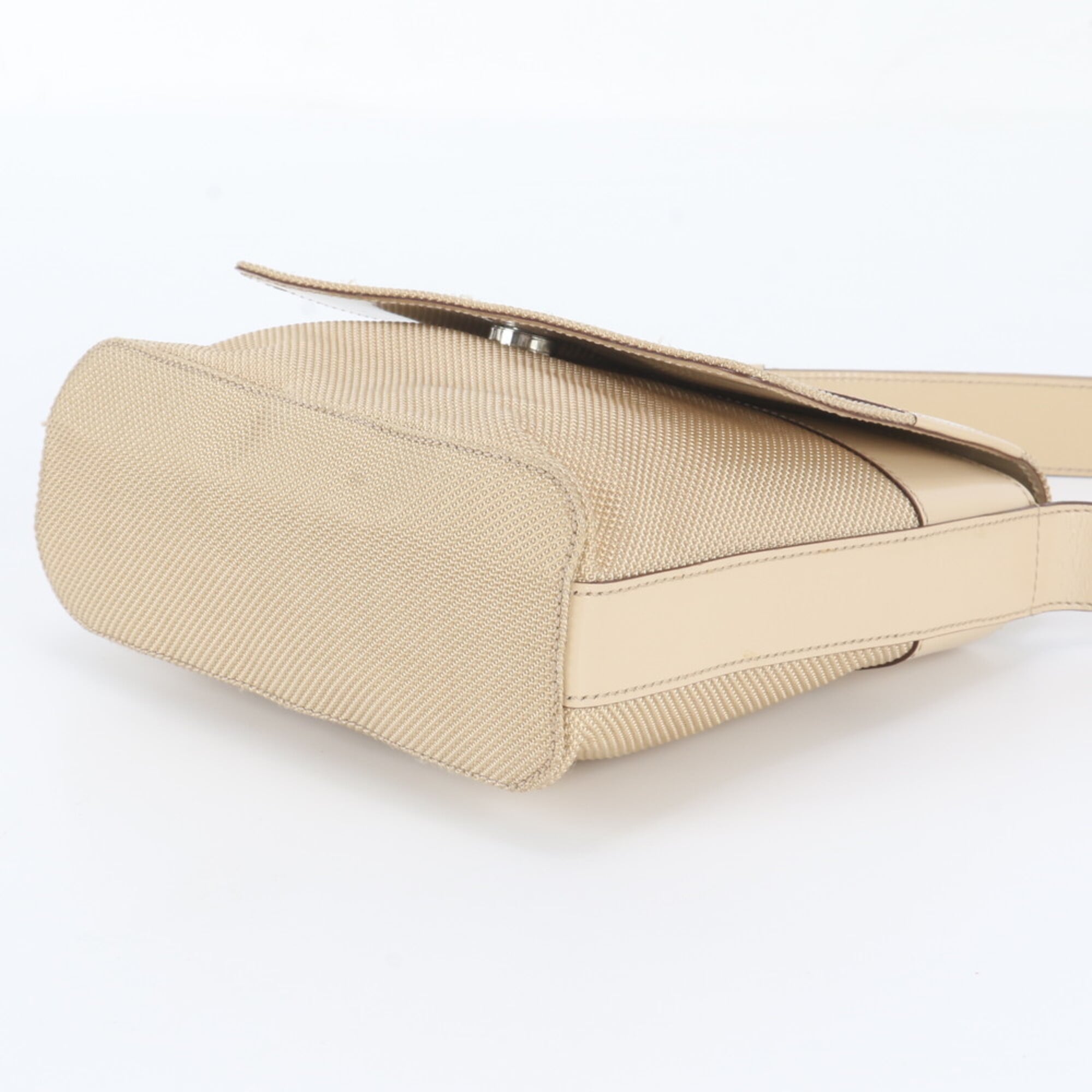 Celine Beige Leather Canvas Crossbody Bag Handbag Shoulder Bag Tote Bag (Pre-Owned)