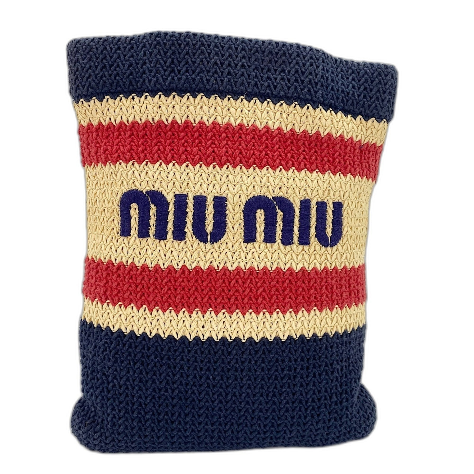 Miu Miu Multi-Color Raffia Cotton Tote Bag (Pre-Owned)