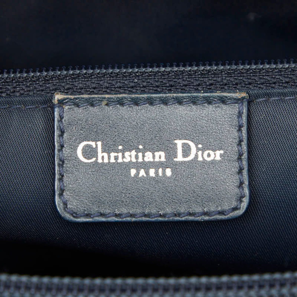 Christian Dior Trotter Navy Leather Jacquard Handbag (Pre-Owned)