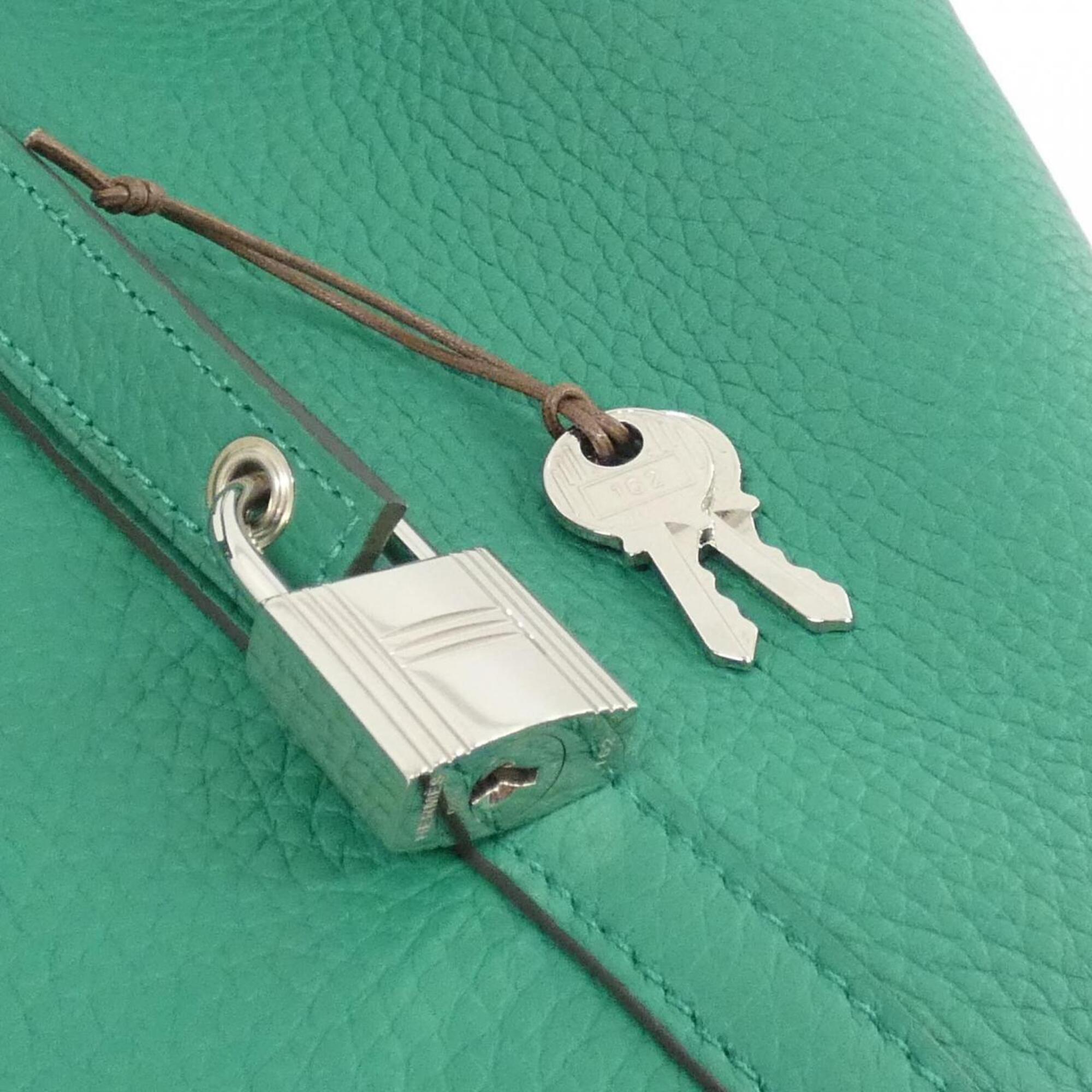Hermes Vert Taurillon Clemence Leather Handbag (Pre-Owned)
