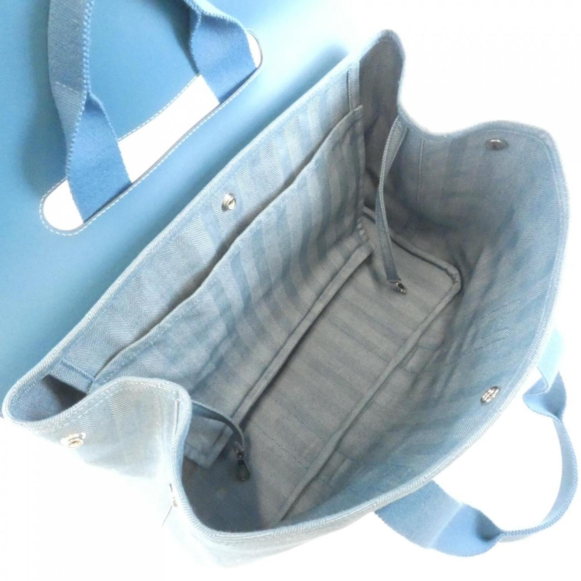 Hermes Blue Jean Toile Chevron Handbag (Pre-Owned)