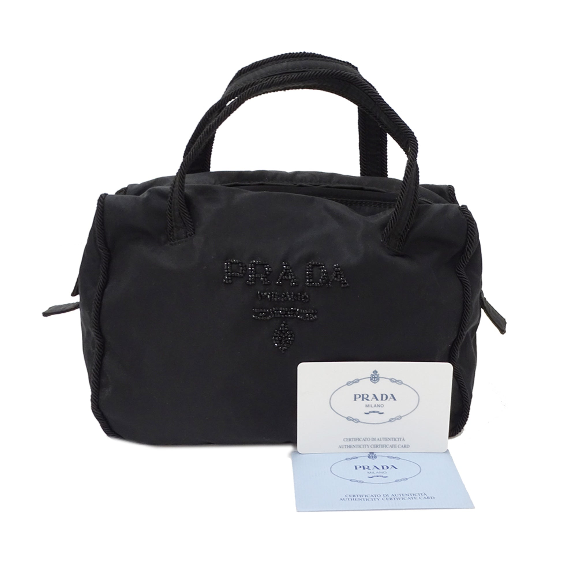 Prada Black Nylon Beads Handbag (Pre-Owned)