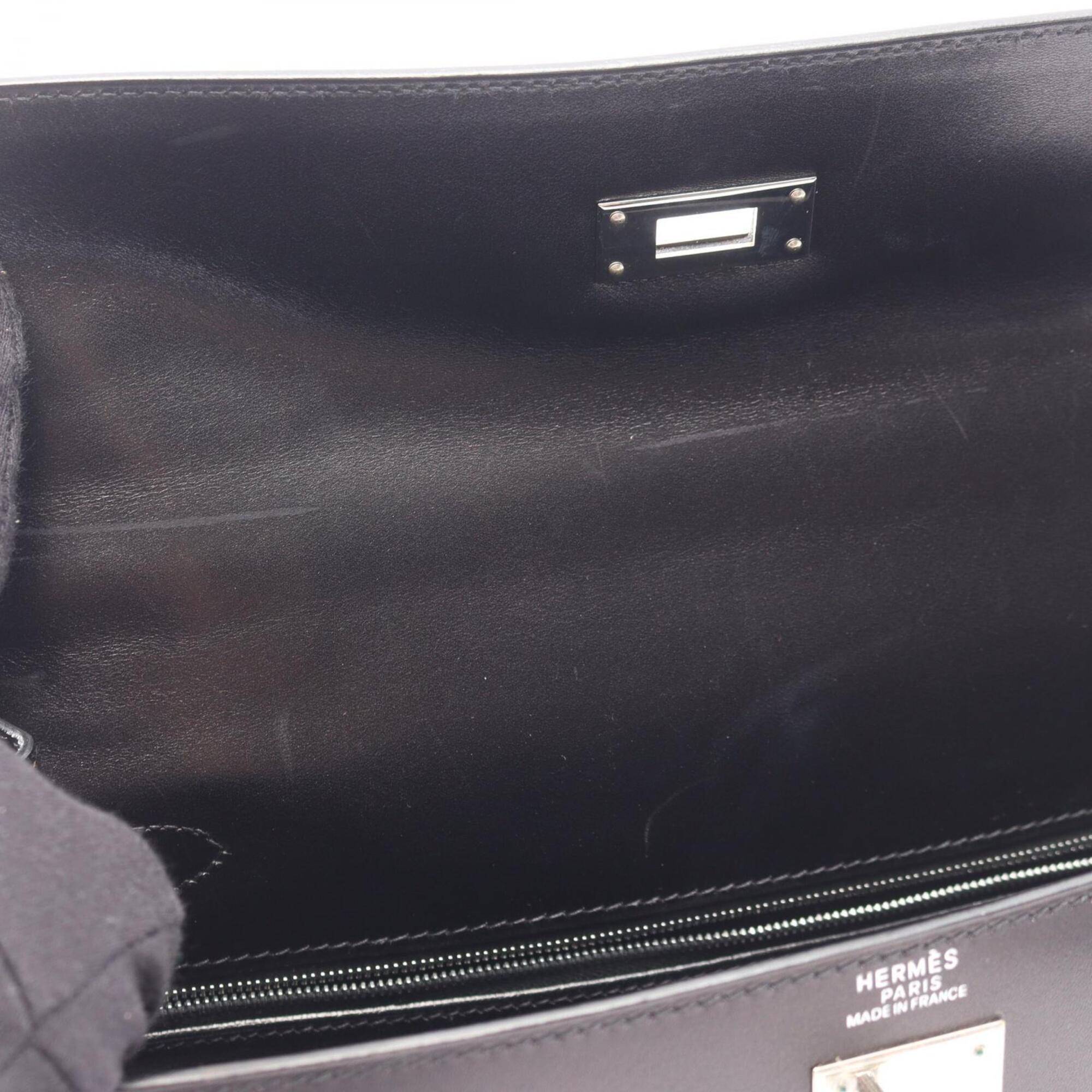 Hermes Black Box Calf Leather Leather Handbag (Pre-Owned)