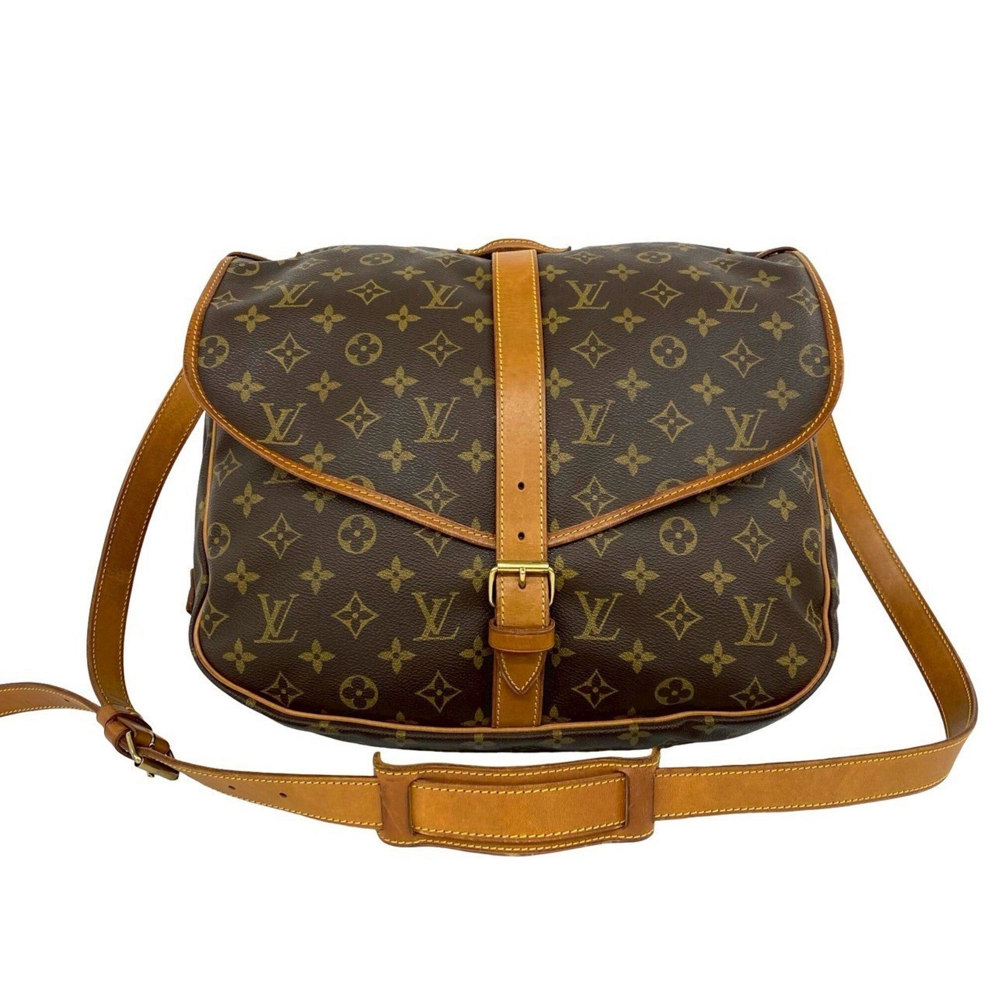 Louis Vuitton Brown Leather Pvc Shoulder Bag Sling Bag (Pre-Owned)