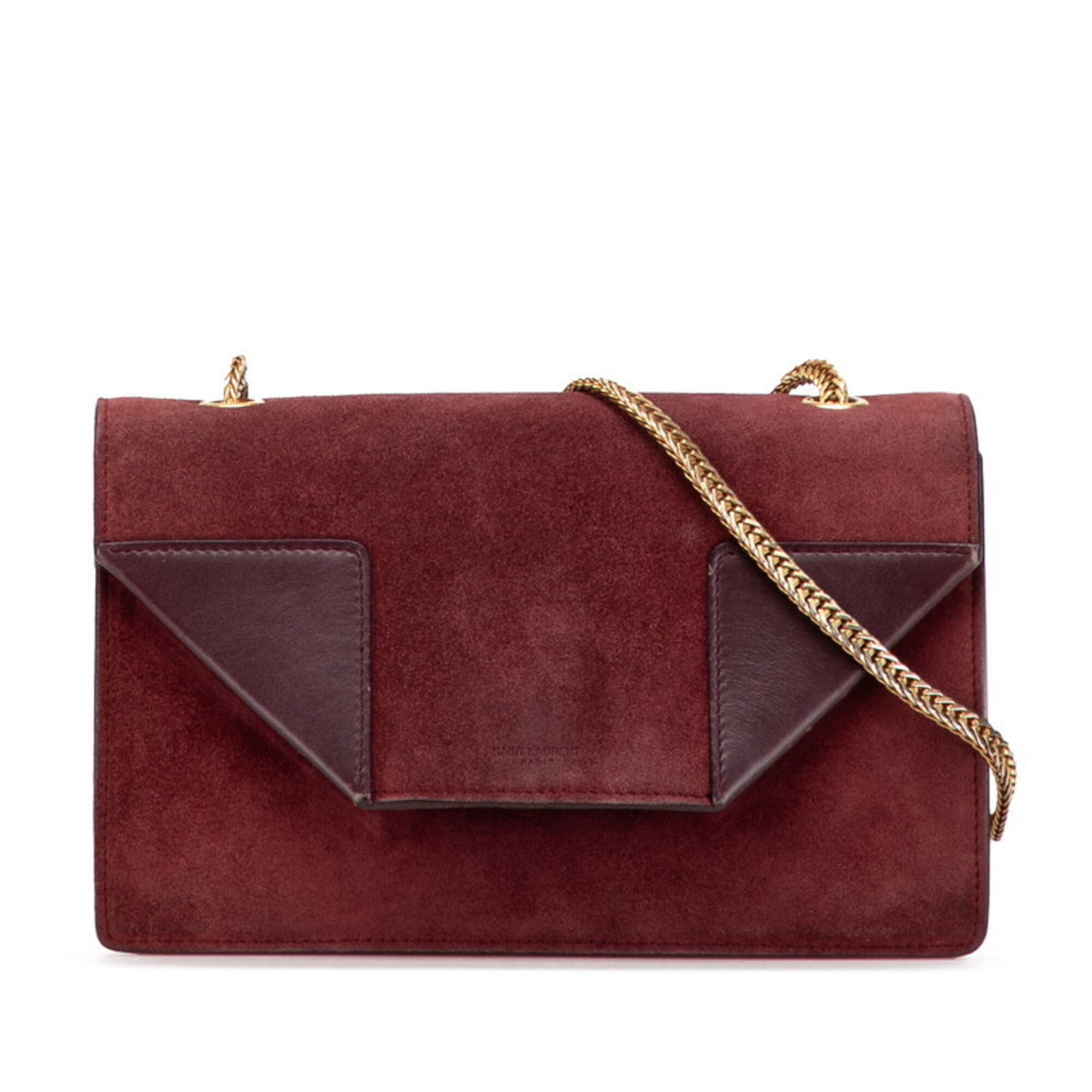 Saint Laurent Bordeaux Red Color Wine Suede Leather Shoulder Bag (Pre-Owned)