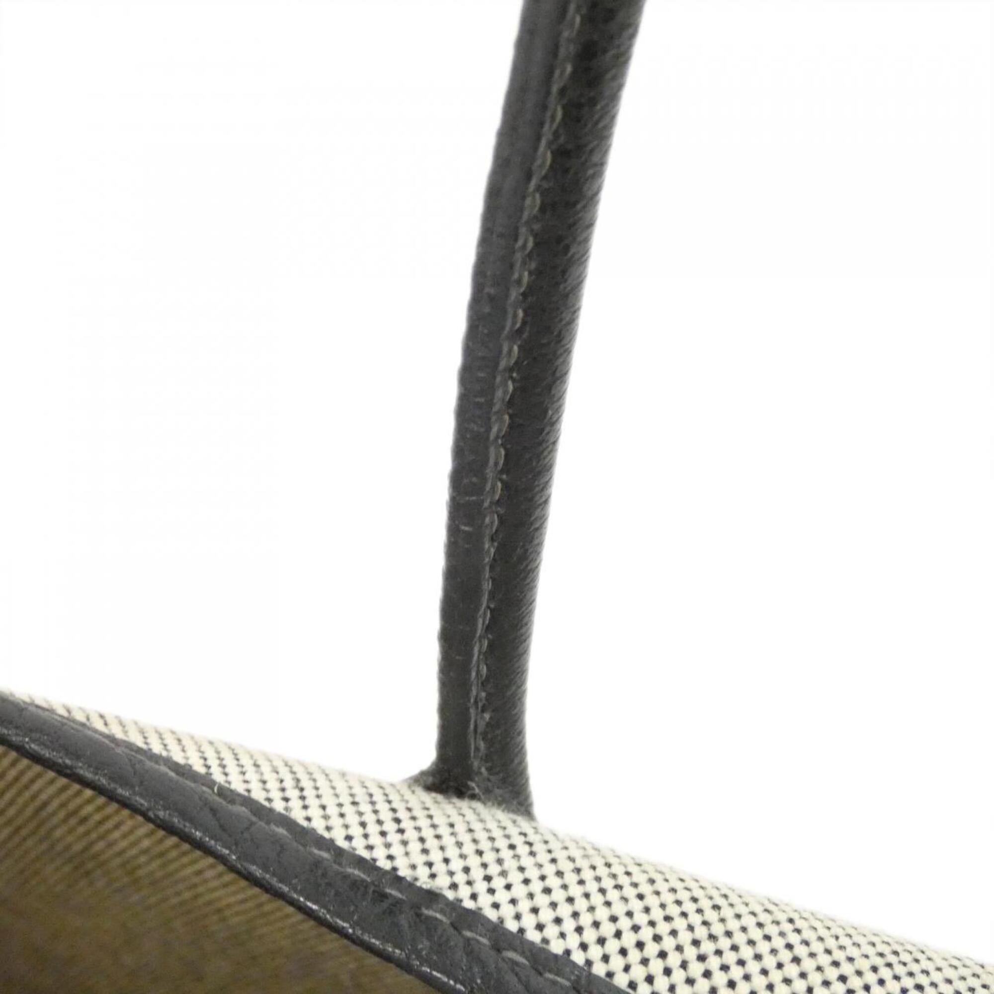 Hermes Black Toile H Buffle Skipper Leather Handbag (Pre-Owned)