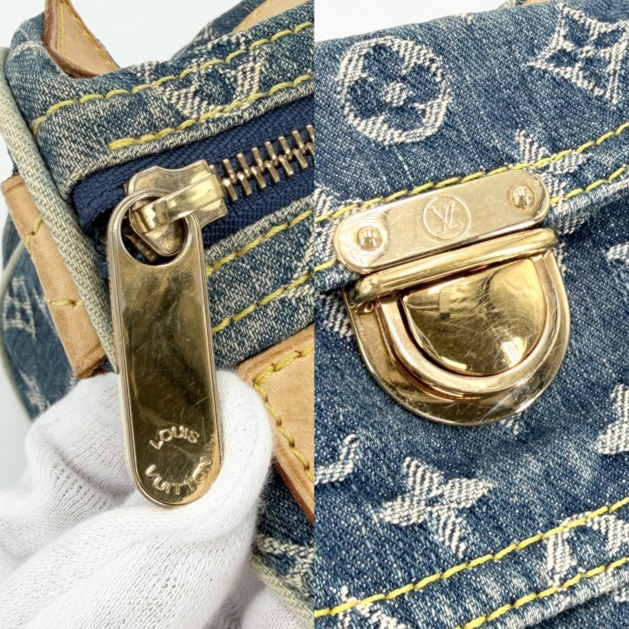 Louis Vuitton Blue Monogram Denim Handbag (Pre-Owned)