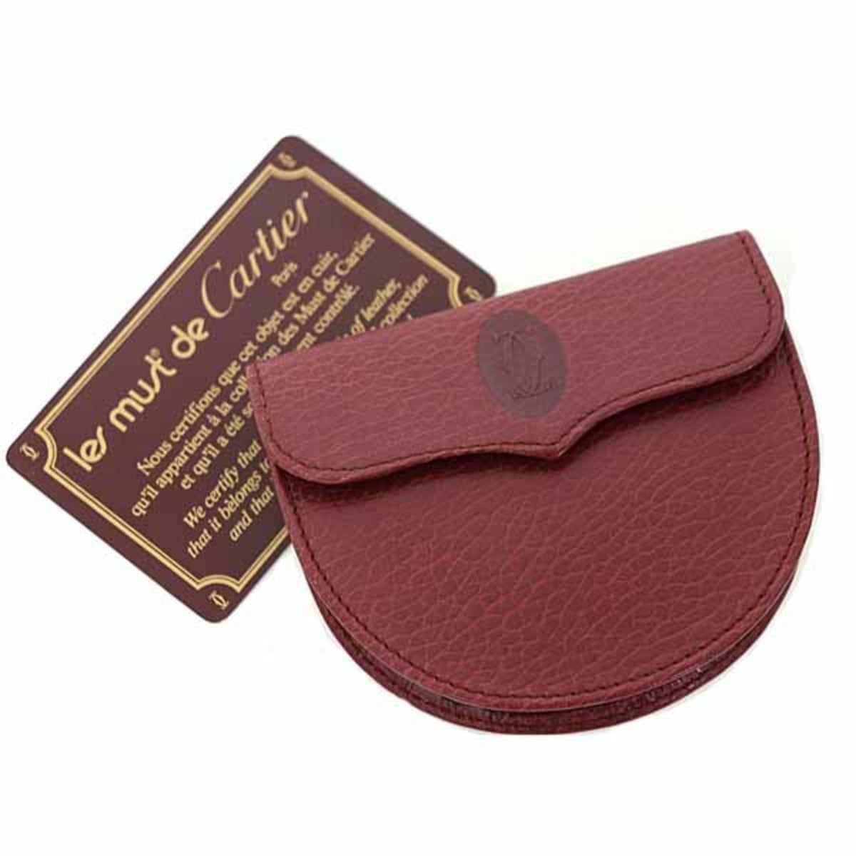 Cartier Bordeaux Wine Red Leather Coin Purse/Coin Case (Pre-Owned)