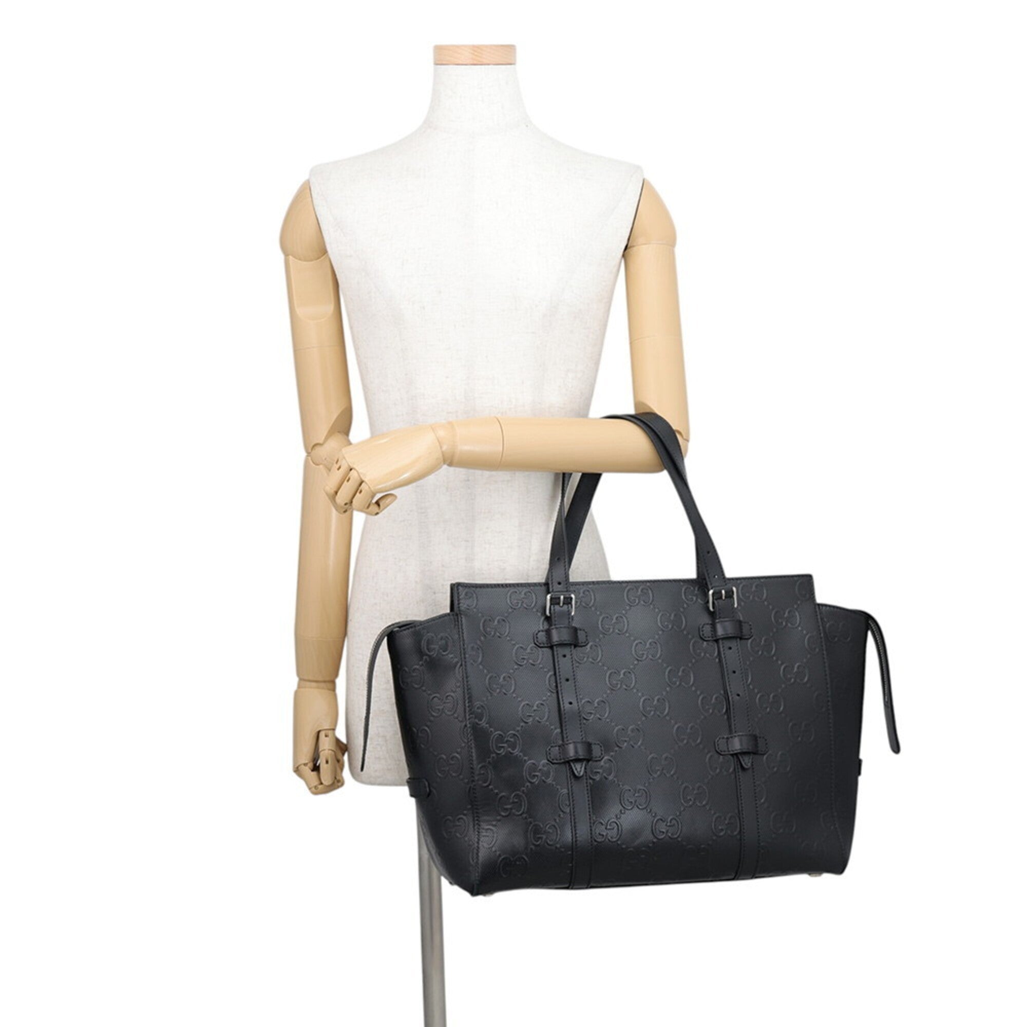 Gucci Black Leather Handbag Tote Bag (Pre-Owned)